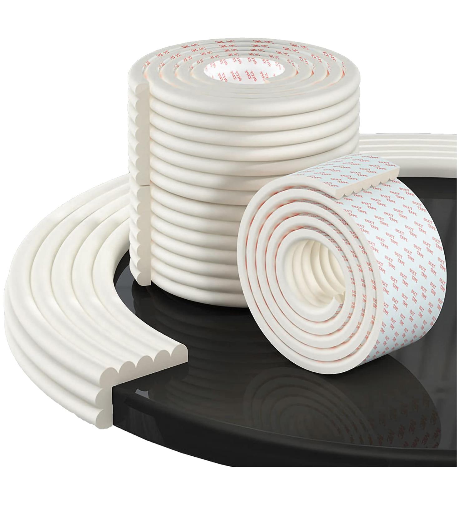 Baby Safety Edge & Corner Guards - 6.5 Ft/2m Foam Protector for Glass Table, Furniture, Fireplace - Childproof Bumper Strip - Square (White) - Buy Online on GoSupps.com