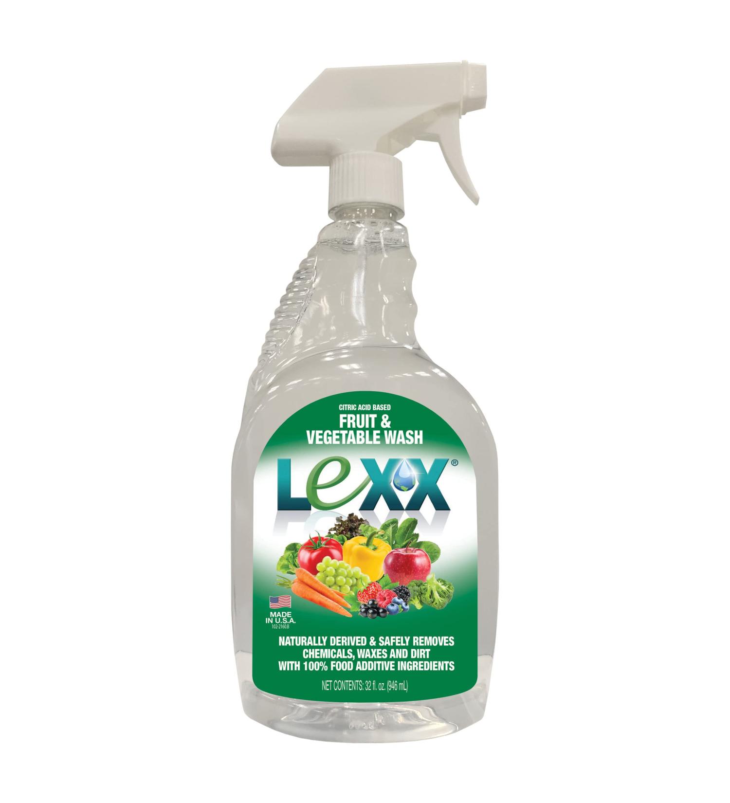 Lexx Fruit & Vegetable Wash - 100% Naturally Derived 32 fl oz Spray | Removes Dirt Wax & Enhances Flavor - Buy Online on GoSupps.com