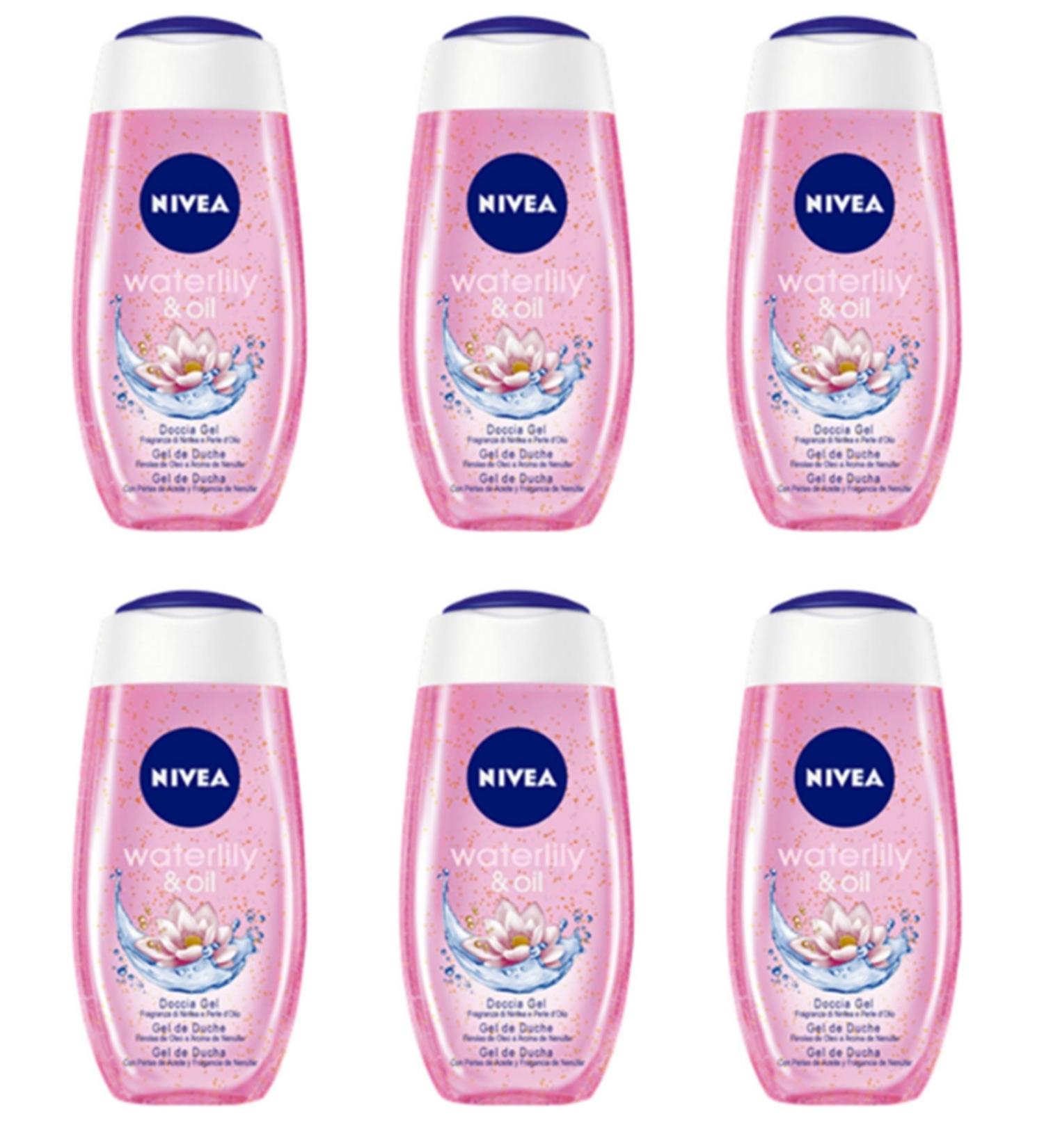 NIVEA 6 x Nivea Shower Gel Water Lily & Foaming Bath Oil free in stock
