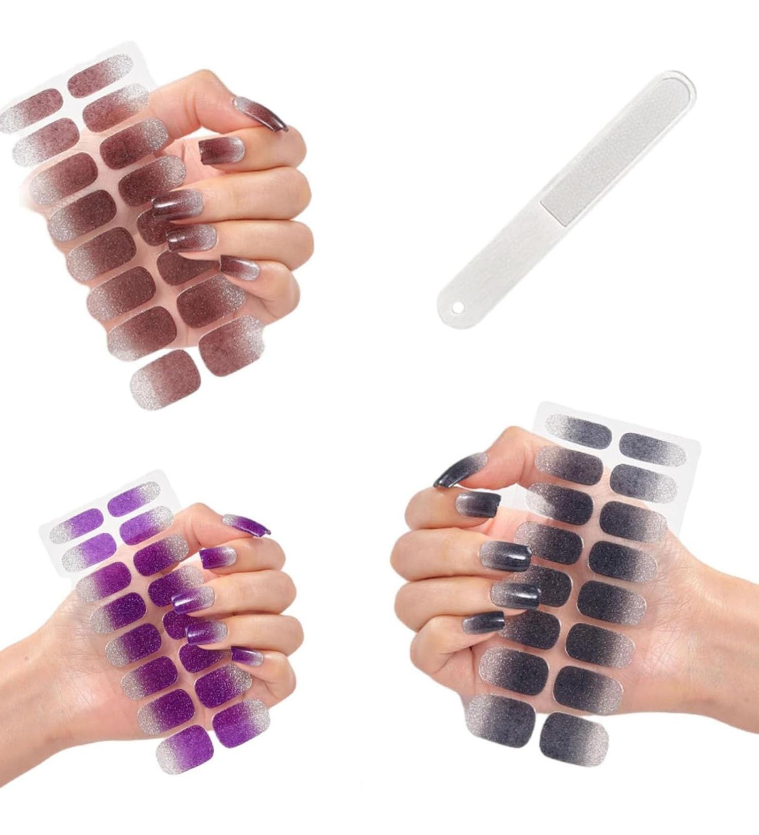 Quinnas Gel Nail Stickers with Uv Light Semi Cured Gel Nail Strips DIY Gel Nail Stickers Kit French Manicure Gel Polish Strips Long Lasting Works Any Nail Easy to Apply & Remov (D) - Buy Online on GoSupps.com