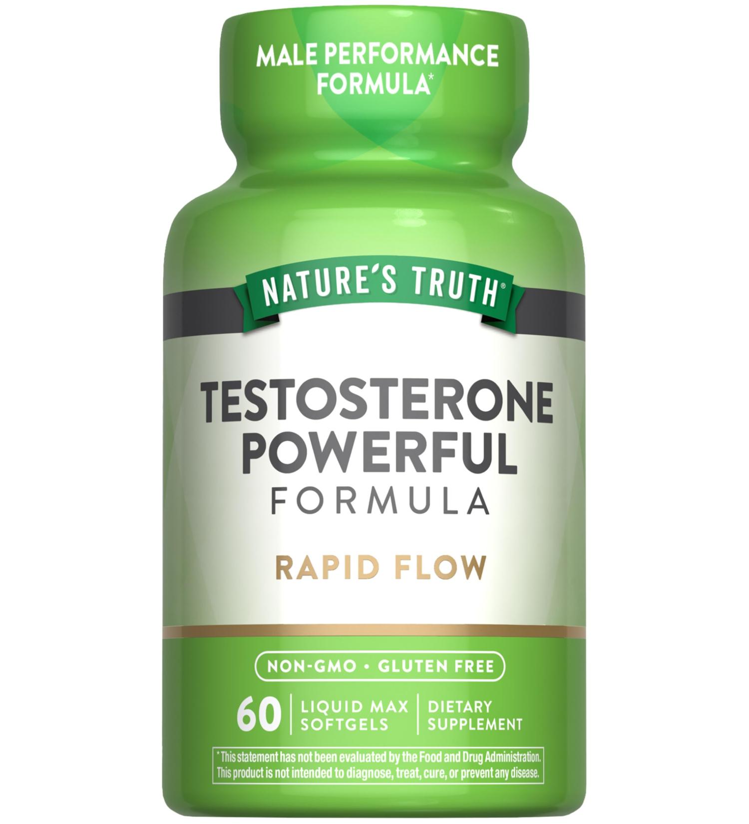 Nature's Truth Testosterone Supplement for Men - 60 Non-GMO & Gluten Free Softgels | Boost Energy & Vitality - Buy Online on GoSupps.com