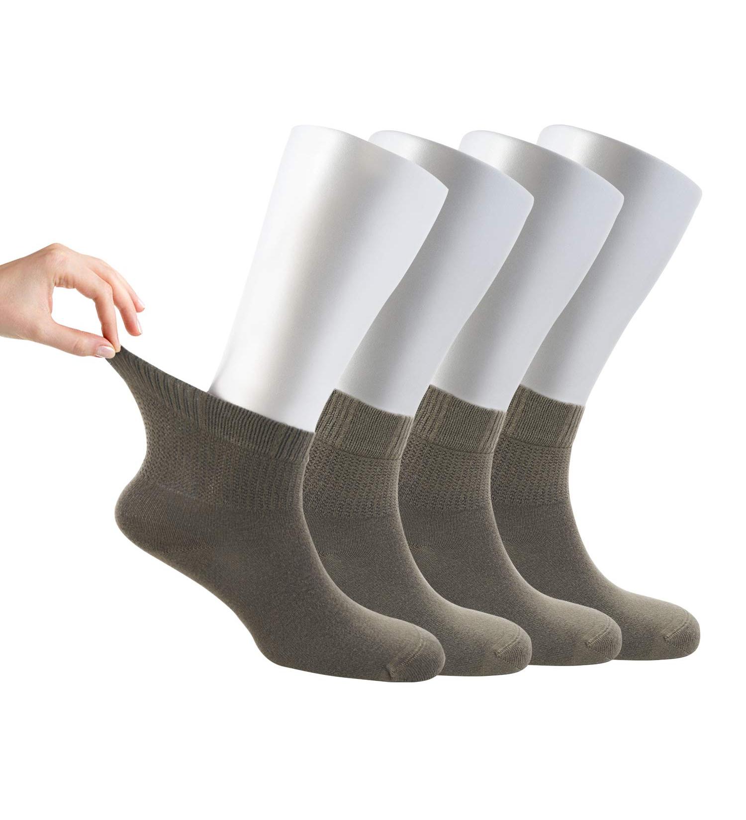 Cosyfeel Diabetic Ankle Socks for Women - 4 Pairs, Bamboo, Seamless Toe, Non-binding Top, Soft and Cozy Neuropathy Socks - Army Green, Size Large - Buy Online on GoSupps.com