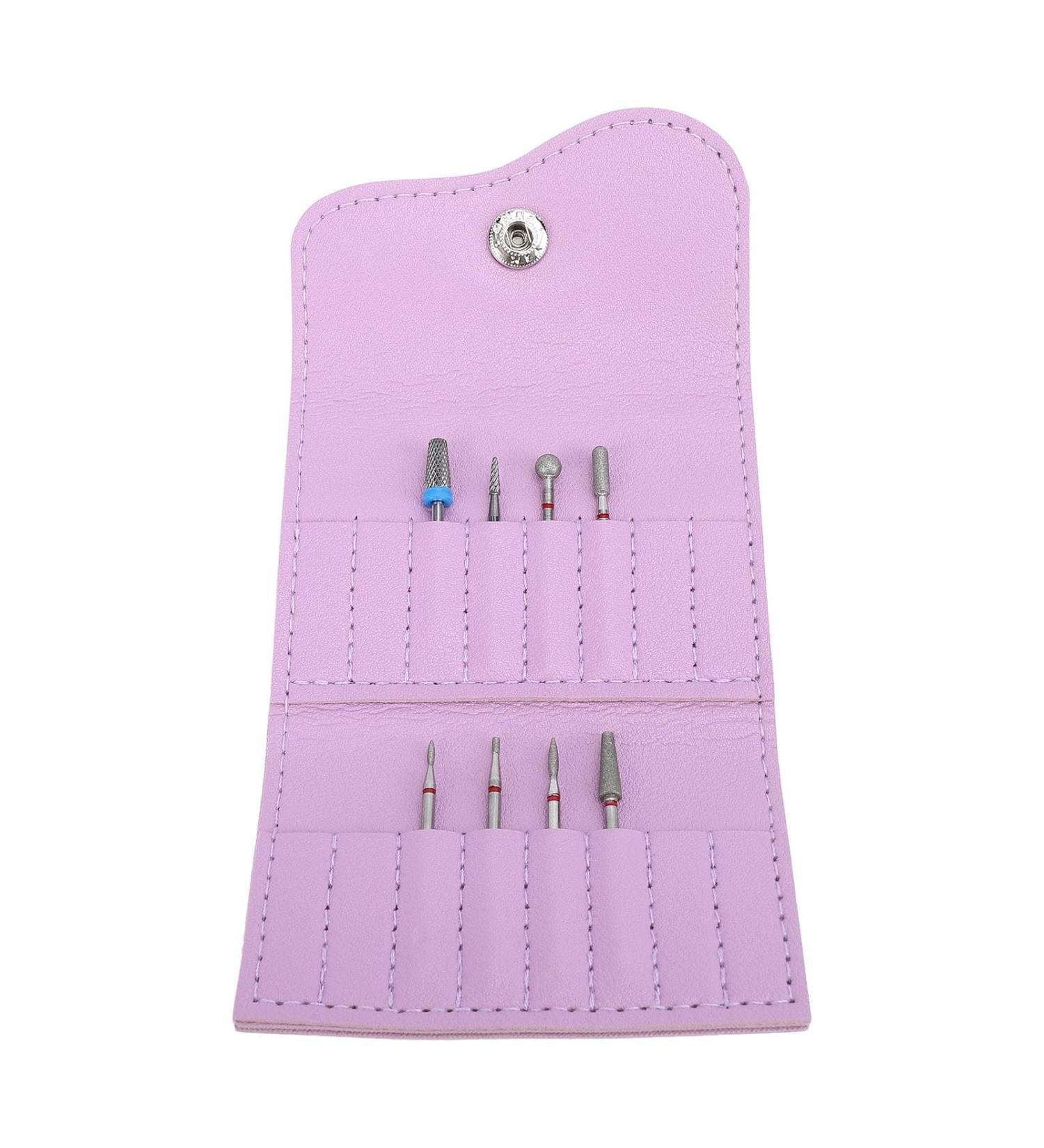 Nail Drill Bit Storage Bag Nail Polishing Bits Pouch Organizer Nail Bits Organizer Portable PU Leather for Home Salon - Buy Online on GoSupps.com