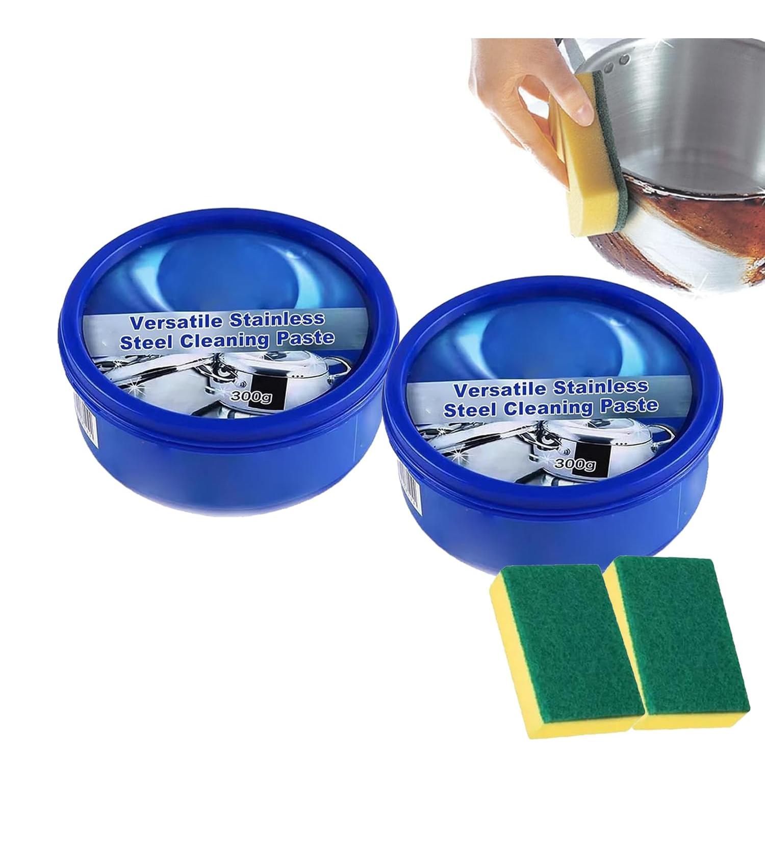 Versatile Stainless Steel Cleaning Paste - Kitchen Pot Cleaning Paste Stainless Steel Clean Wax Stainless Steel Cleaner and Metal Polish for Kitchen Appliances Sinks Cookware 2pc - Buy Online on GoSupps.com