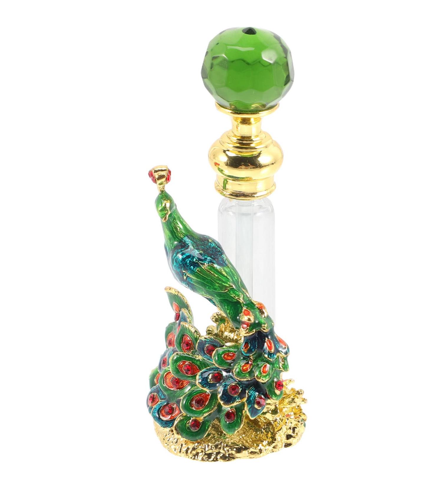 Beaupretty Vintage Peacock Perfume Bottle - Elegant Green Crystal Essential Oil & Fragrance Decor - Buy Online on GoSupps.com