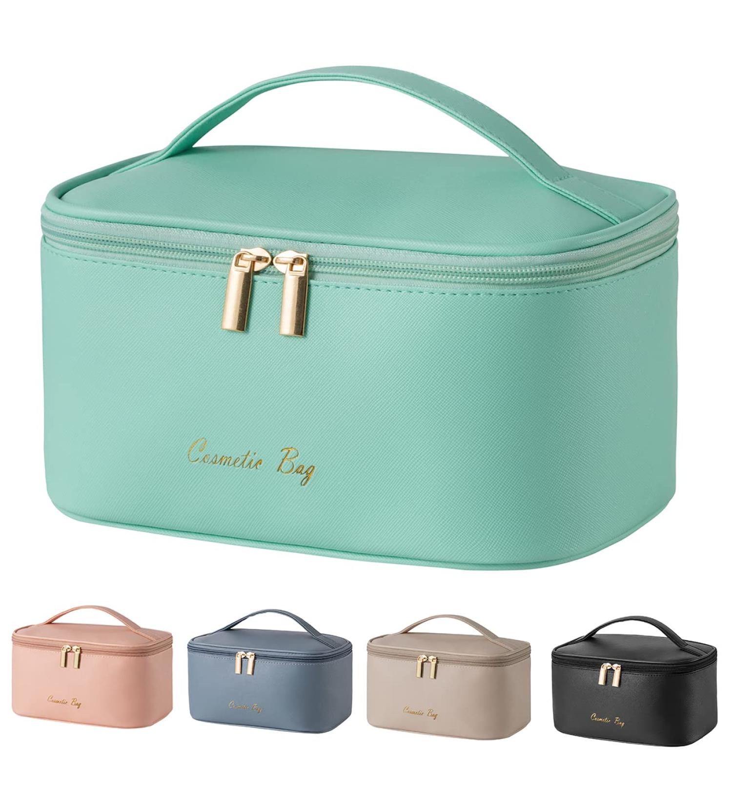 Portable Travel Makeup Bag for Women | Small Cosmetic Organizer Pouch in Tiffany Blueish Green - Buy Online on GoSupps.com
