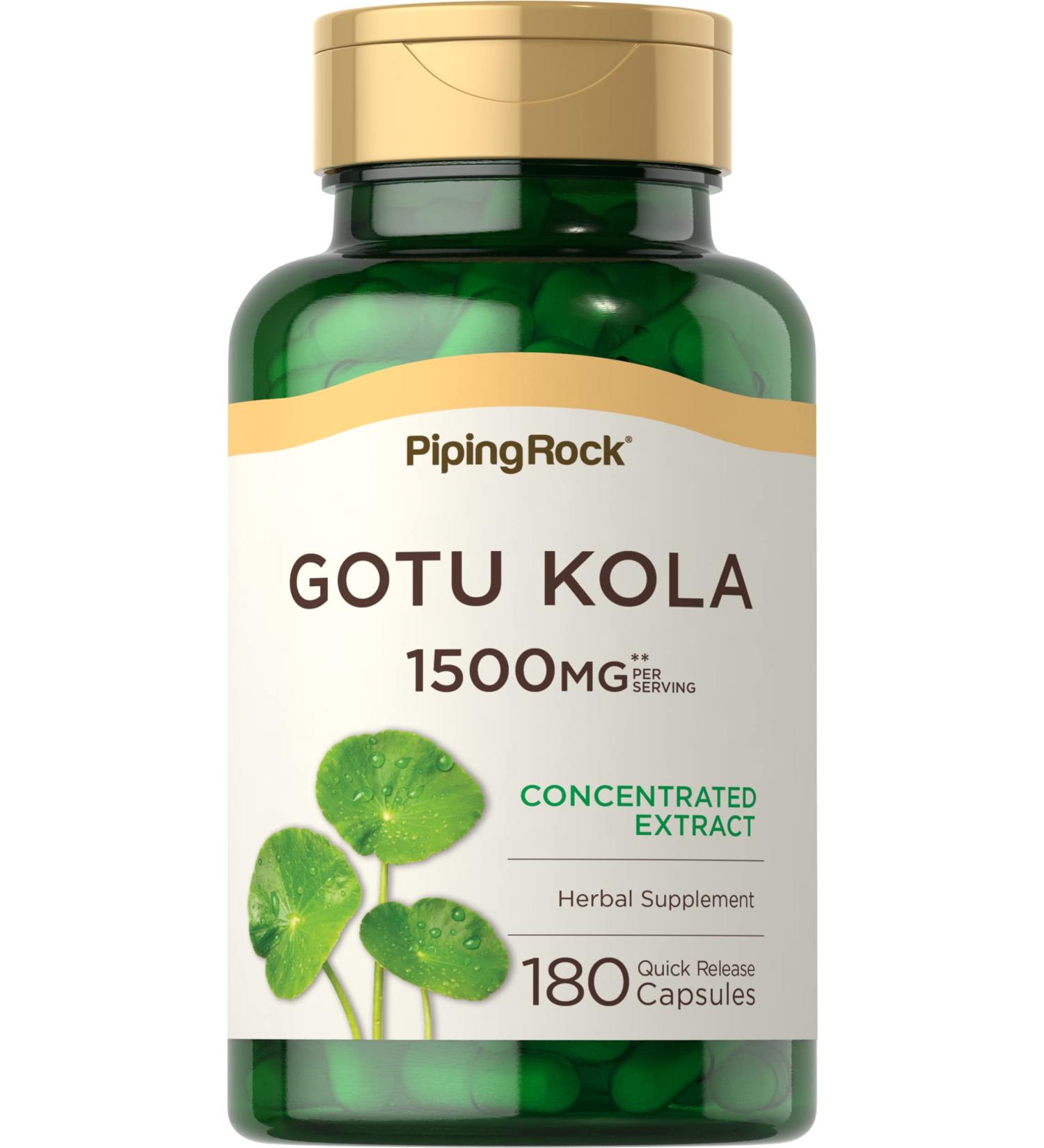 Piping Rock Gotu Kola Capsules | 180 Count | Concentrated Herbal Extract | Non-GMO Gluten Free Supplement - Buy Online on GoSupps.com