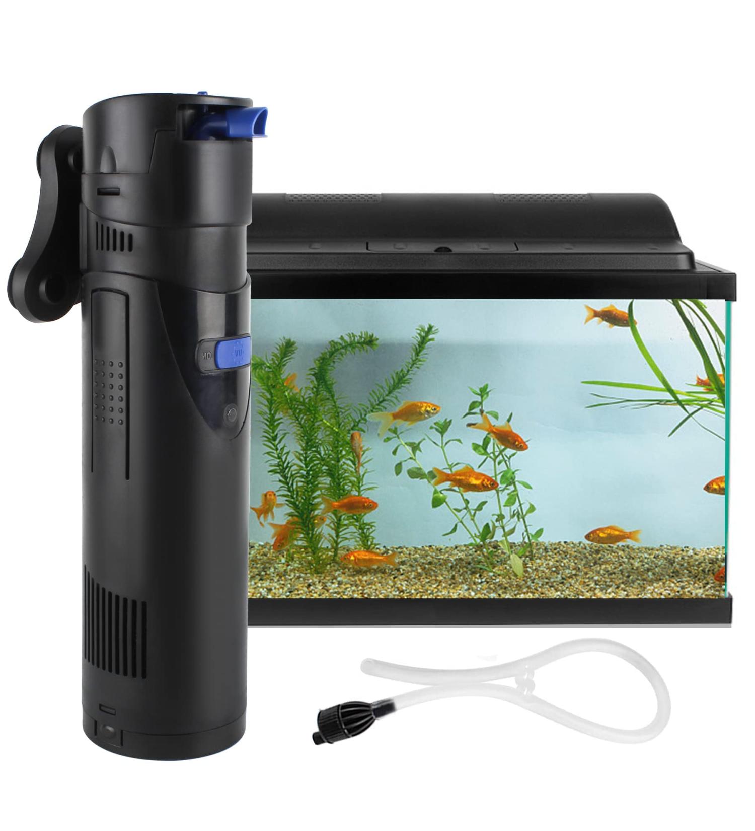 OMECO 4 in 1 Aquarium Filter Pump 700L/H with 9W UVC - Best Internal Filter for Fresh & Saltwater Aquariums (150-300L) - Updated Model with Filter Material - Buy Online on GoSupps.com
