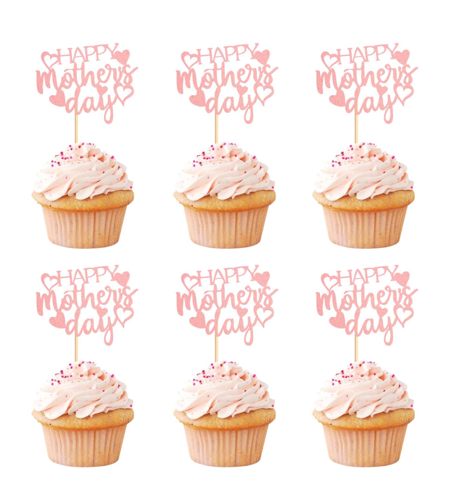 Keaziu 24 Pack Happy Mother's Day Cupcake Toppers Best Mom Ever Cupcake Picks Cake Decoration Party Supplies for Mother's Day Party Cupake Decorations Pink 1 - Buy Online on GoSupps.com
