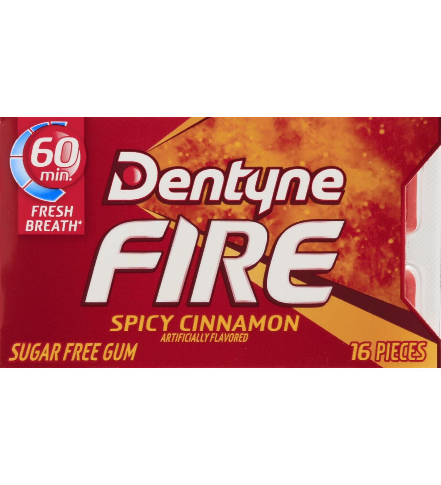 Dentyne Fire Spicy Cinnamon Flavoured Sugarfree Chewing Gum 1 x 16 Piece Pack Cinnamon 16 Count (Pack of 1)