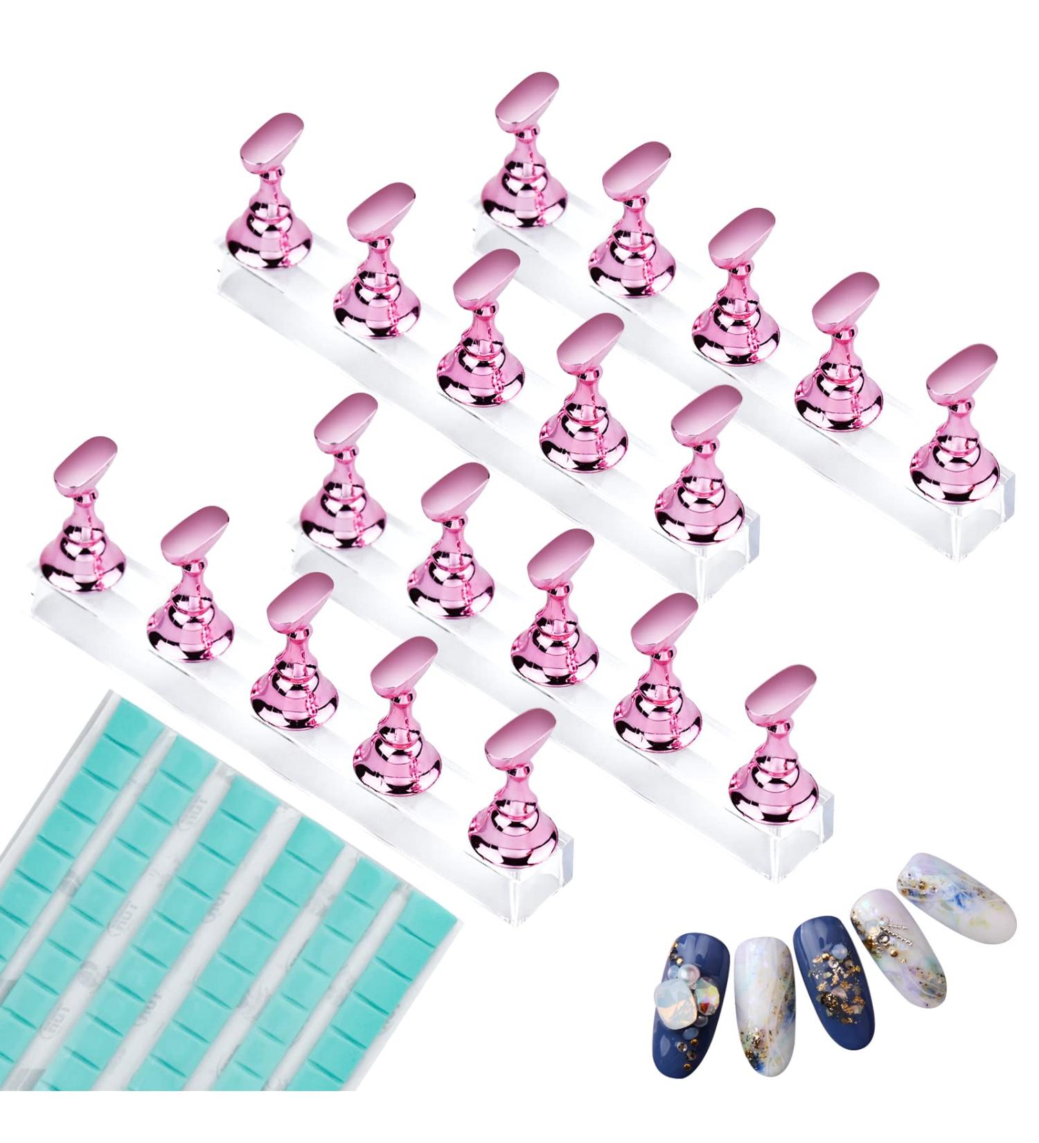 4 Sets Nail Tips Holder - Press On Nail Stand for Beginners | Acrylic Nail Accessories & Glue Putty for Manicure - Buy Online on GoSupps.com