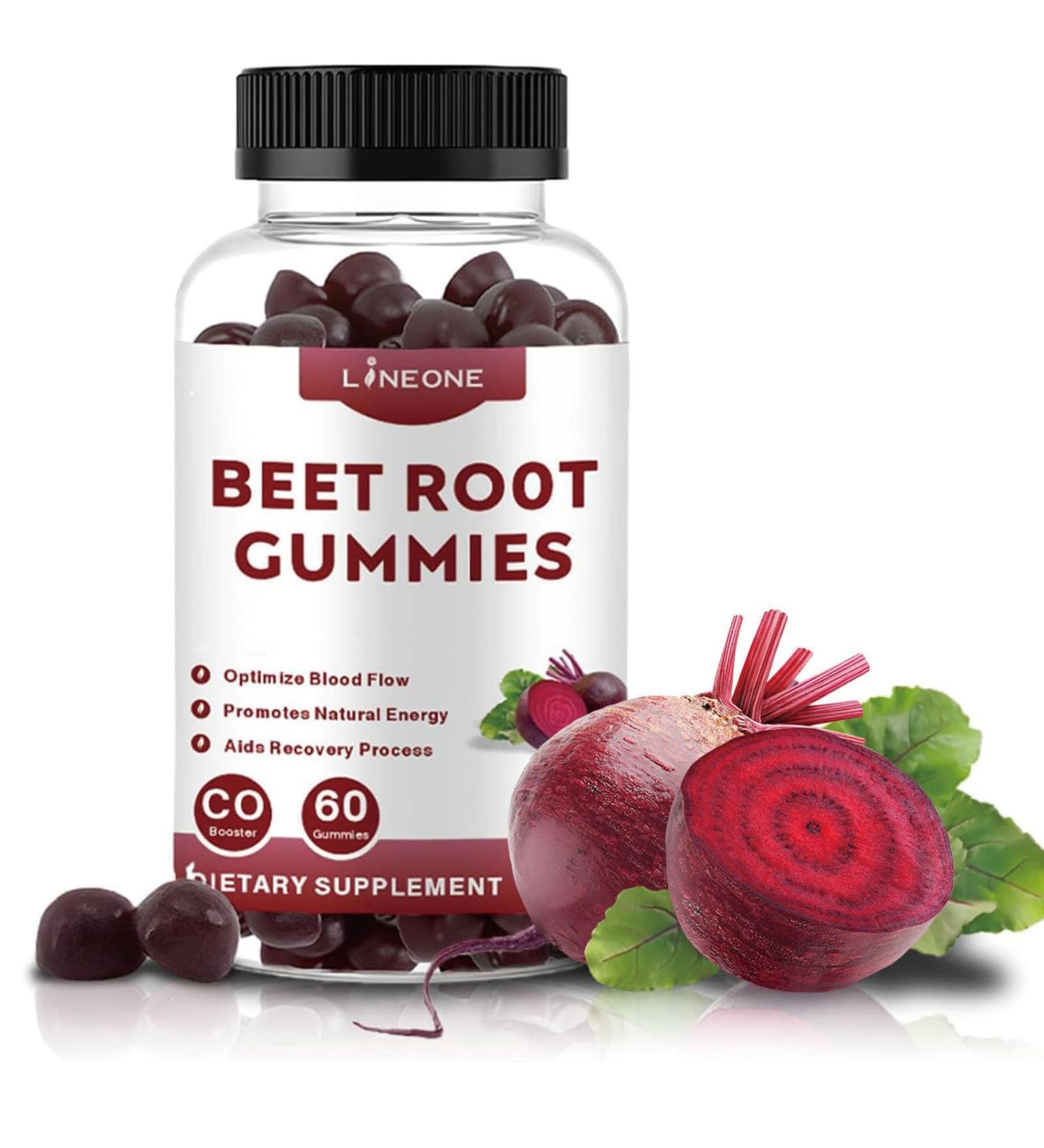 Beet Root Gummies 1000mg - Nitric Oxide Boosting Berry Chews with Grape Seed & B12 - 60 Count for Enhanced Energy & Health - Buy Online on GoSupps.com