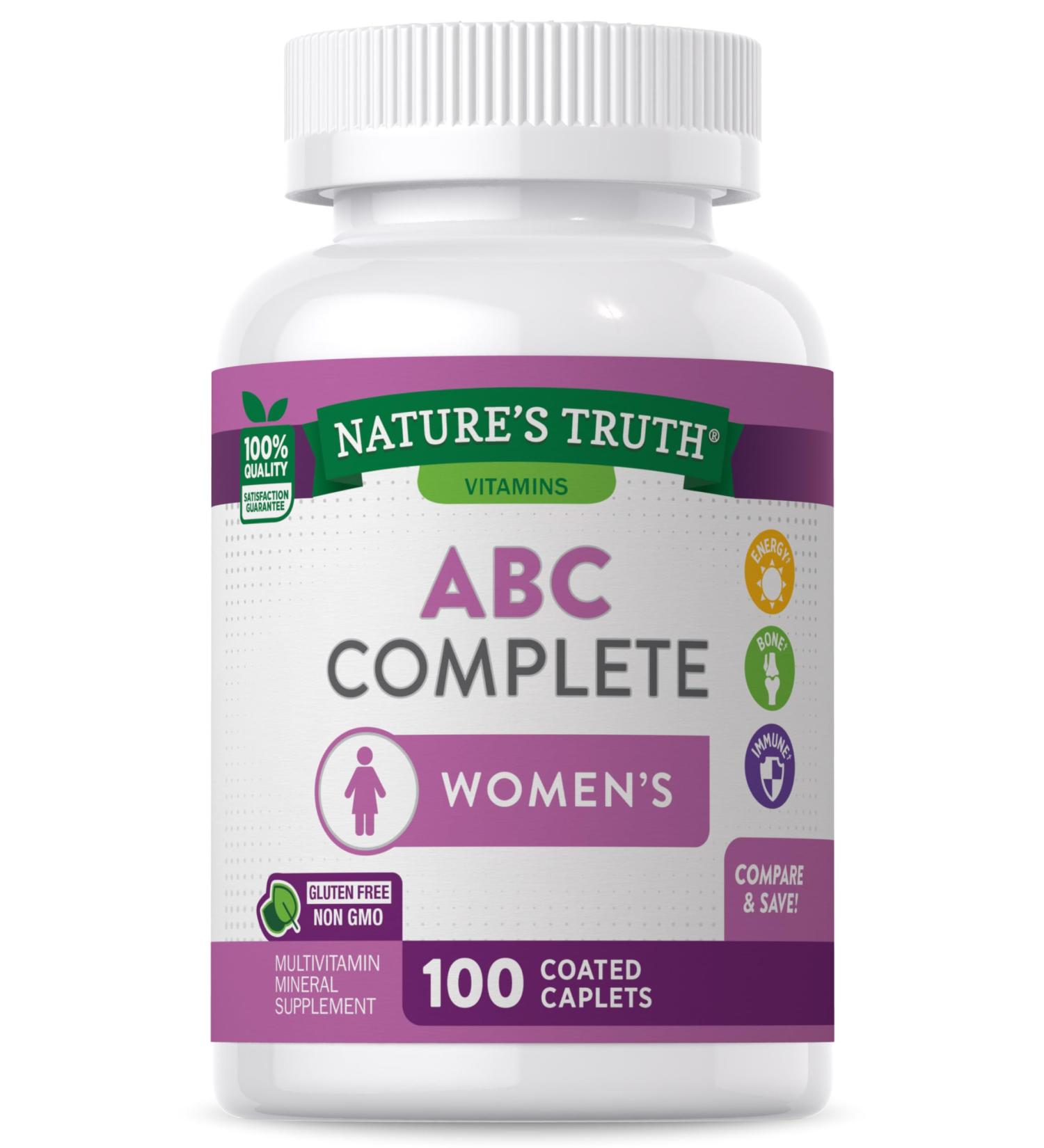 Nature's Truth Adult ABC Complete Multivitamin for Women - 100 Caplets (Non-GMO & Gluten Free) - Buy Online on GoSupps.com