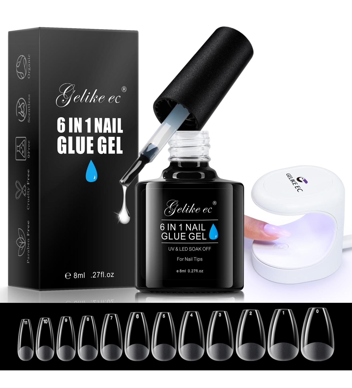 Gelike EC Gel Nail Extension Kit - Short Coffin Gel Tips Set with Nail Glue & UV Lamp - 240PCS Full Cover Soft Gel Tips for Nail Art - Buy Online on GoSupps.com