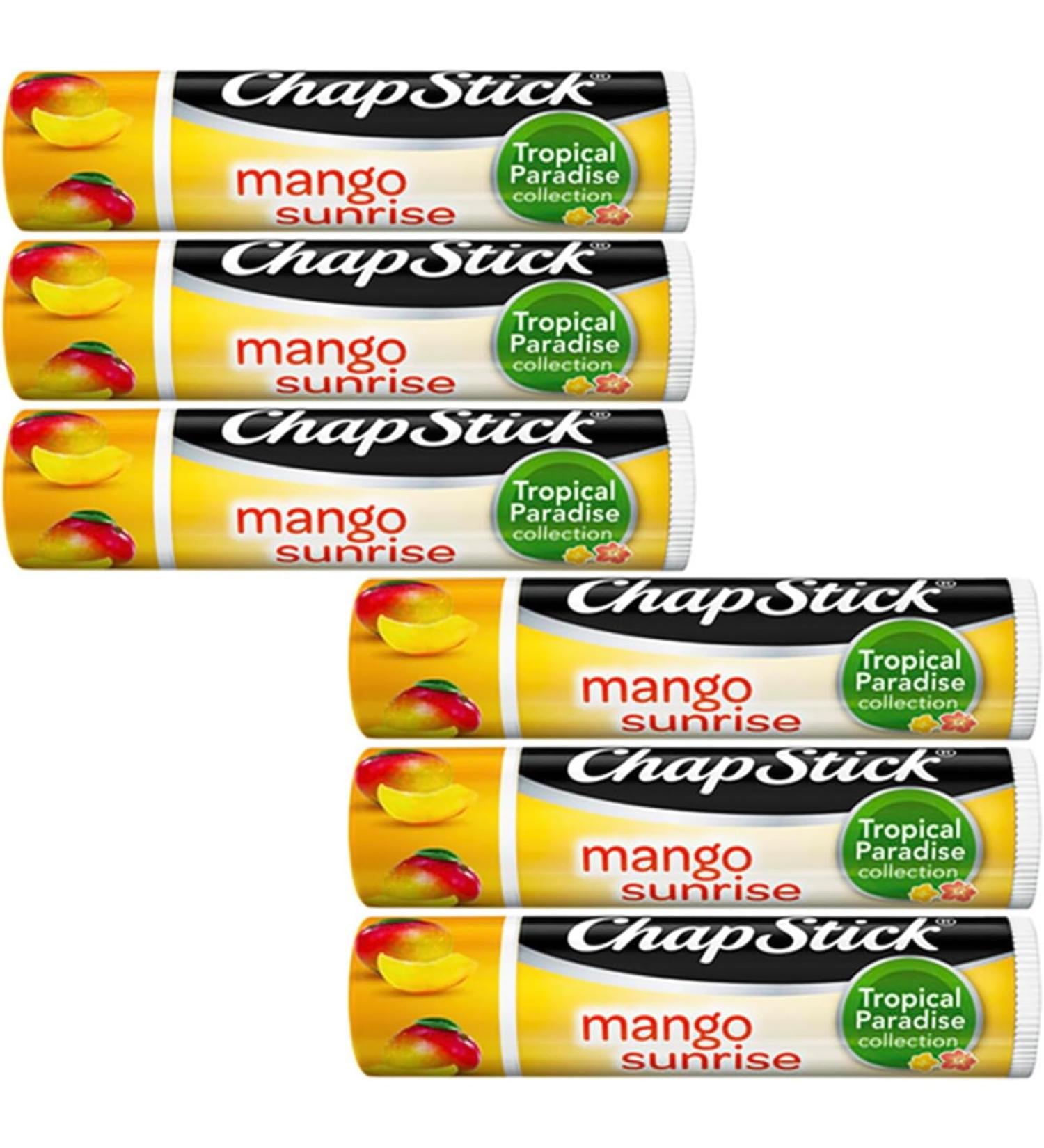 Chapstick Lip Balm Mango Sunrise 6-Pack Sweet Fruity & Tropical Moisturizer for Dry Lips 0.15 Oz - Buy Online on GoSupps.com