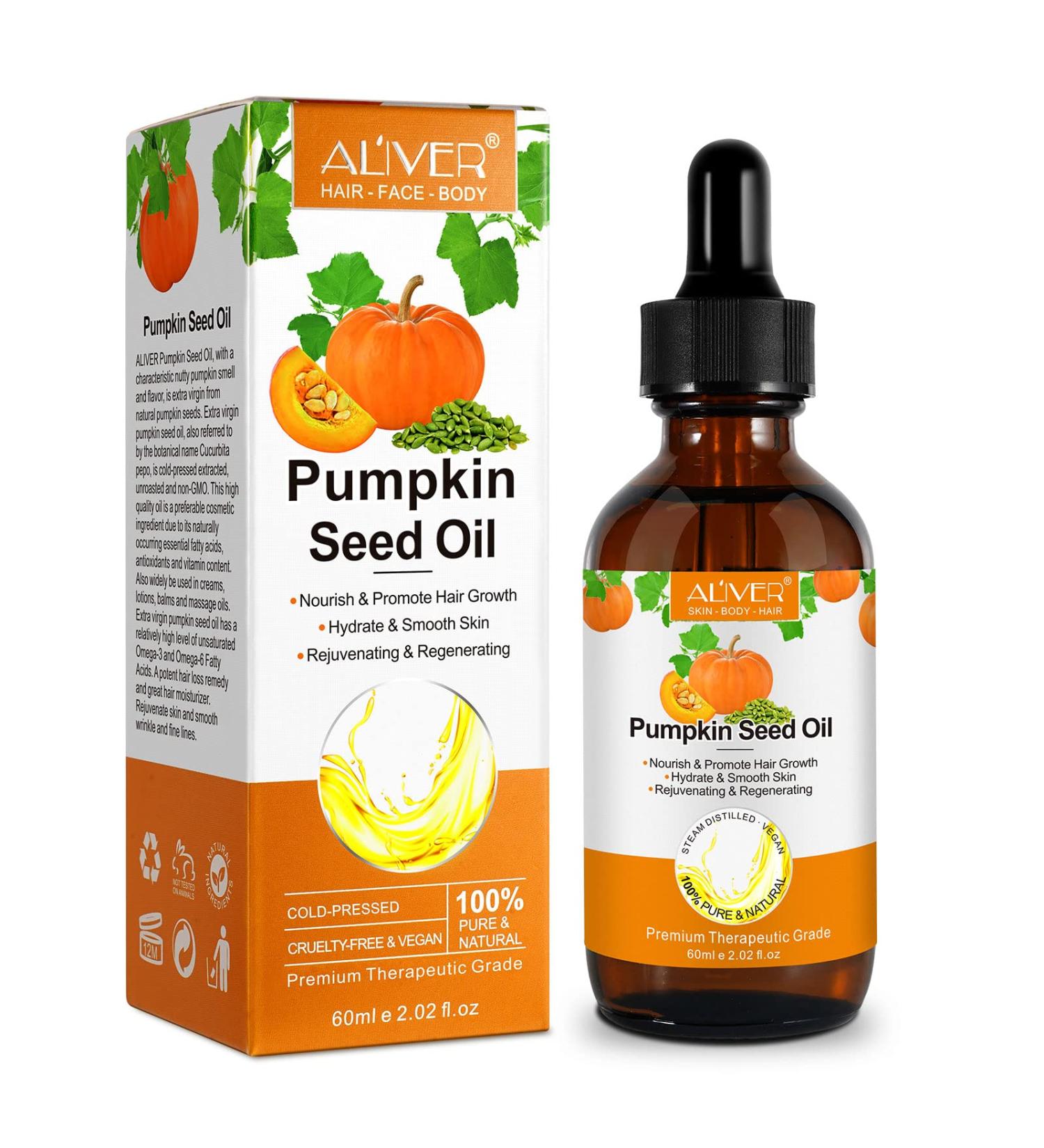 Pumpkin Seed Vegan Oil for Hair Scalpcare & Skincare - 60ml Natural Oil for Men & Women (Pumpkin Seed) - Buy Online on GoSupps.com