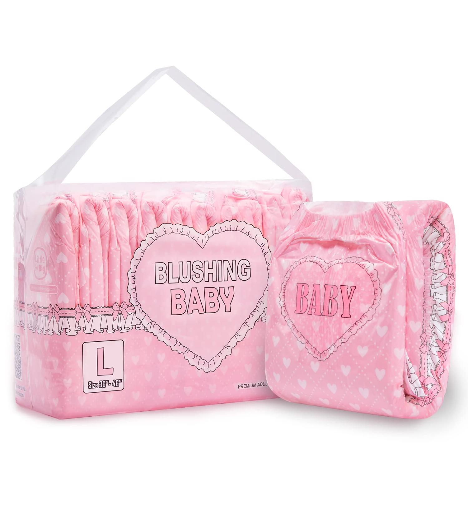 LittleForBig Adult Printed Diapers - Blushing Baby 10 Pack (Large 36-46) - Stylish & Comfortable Options for Adults - Buy Online on GoSupps.com