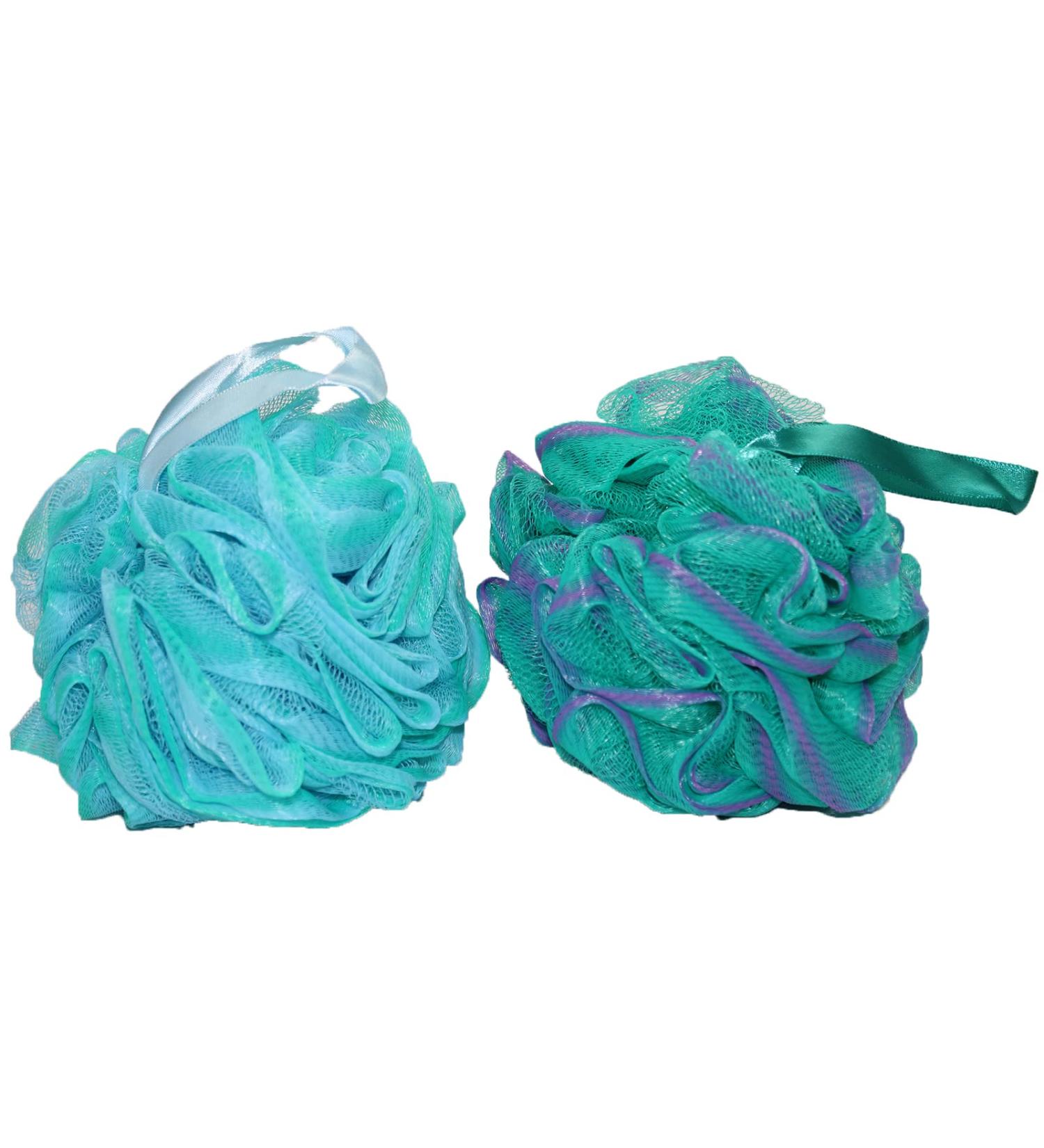 Bodylife Home Bath & Shower Scrunchies Body Pouf Blue Purple & Green Mixed Colours 75g Twin pack