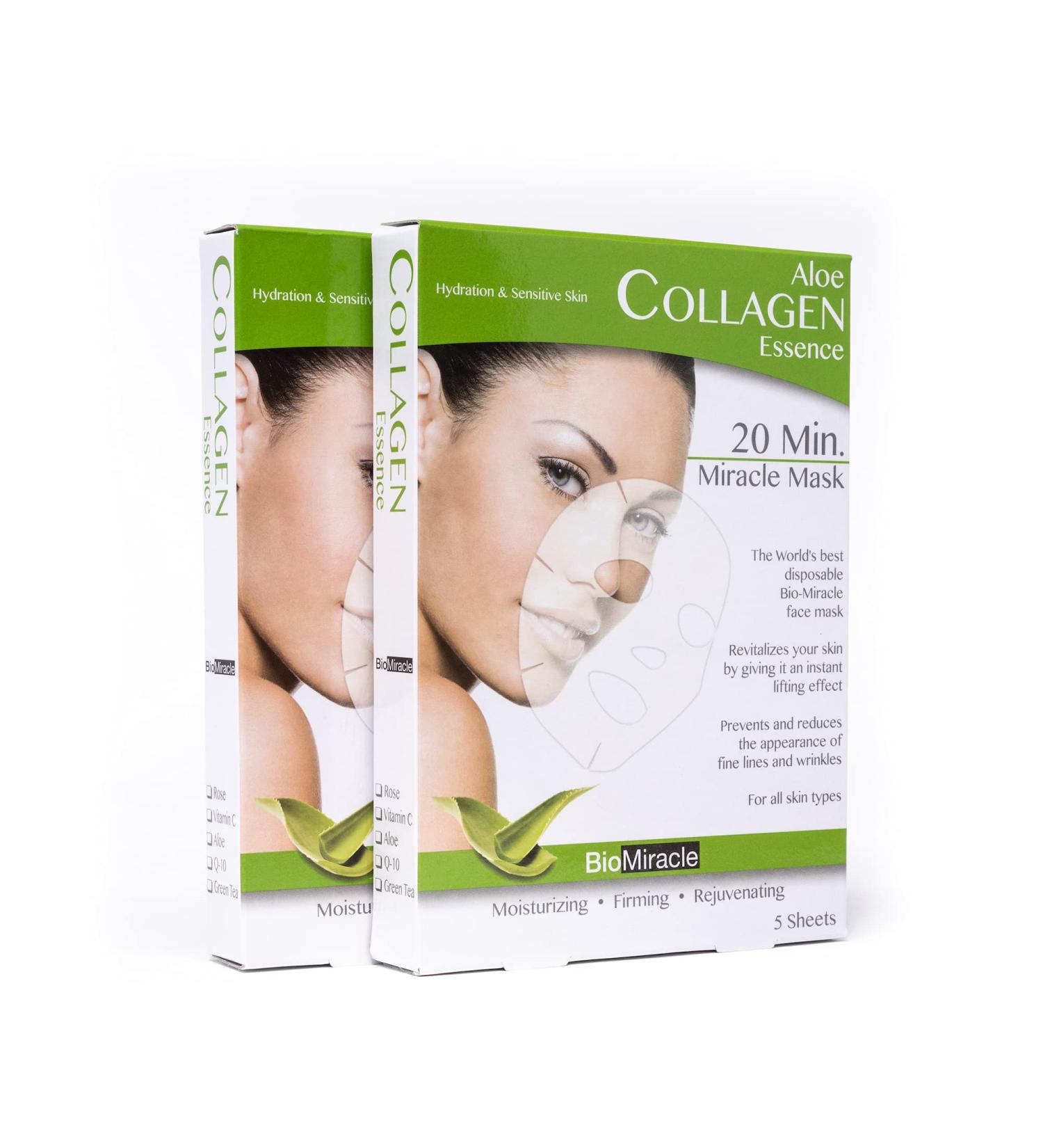 BioMiracle Aloe Collagen Essence Anti-Aging Face Mask - 10 Pack Hydrating Revitalizing Treatment - Buy Online on GoSupps.com