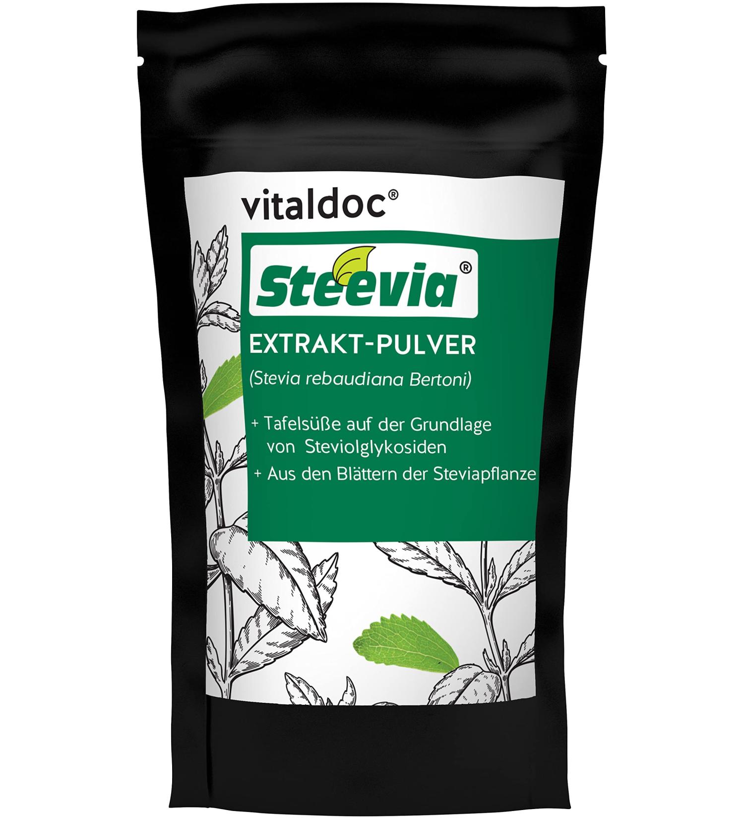 Health & Life |New design |Vitaldoc Steevia extract powder refill bag 50g climate -neutral |Sweetfold up to 350 x stronger than sugar - from the leaves of the stevia plant - calorie -free