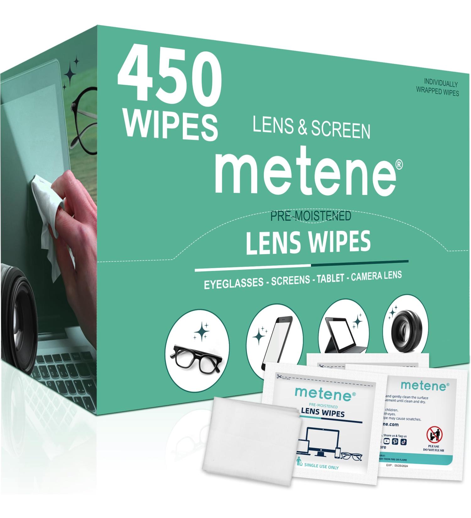 Metene 450 Pack Lens Cleaning Wipes - Pre-Moistened Individually Wrapped - Glasses Camera Tablets Phone Cleaner - 450 Count - Buy Online on GoSupps.com