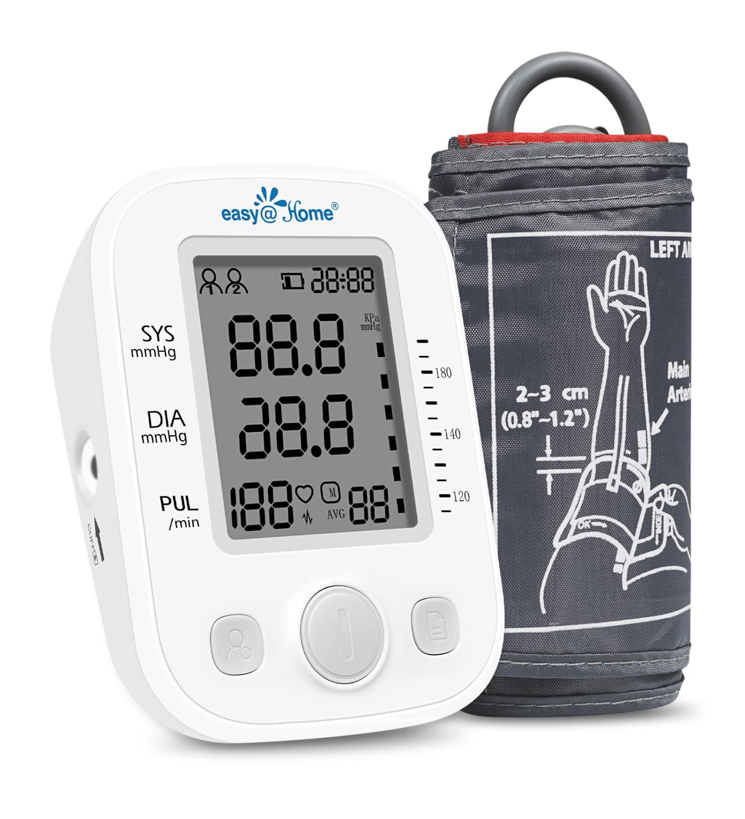 Easy Home Digital Blood Pressure Monitor - Accurate Upper Arm BP Machine with Pulse Rate Large Cuff & 2 User Memory (EBP-020 - Buy Online on GoSupps.com