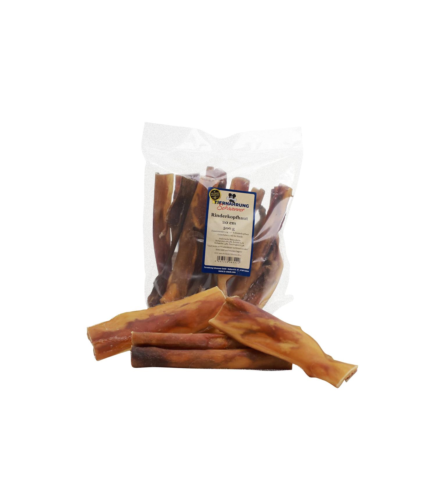 Schwenner Beef Head Skin Dried Dog Snacks - 500g Dental Care for Dogs - 20cm Treats - International Shipping - Buy Online on GoSupps.com