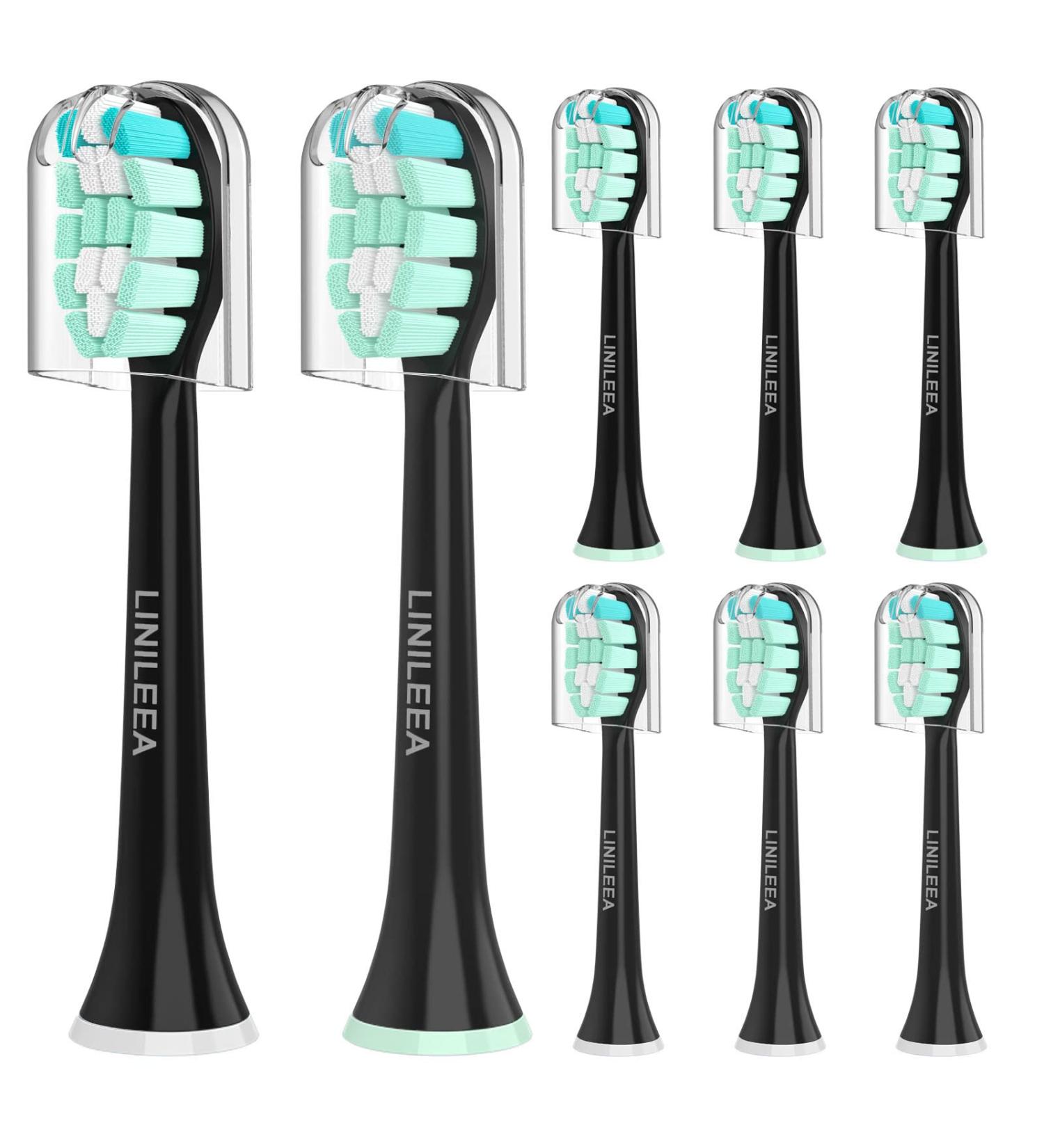 Toothbrush Replacement Heads for AquaSonic Black Series - 8 Pack Electric Toothbrush Refills (Black - Buy Online on GoSupps.com
