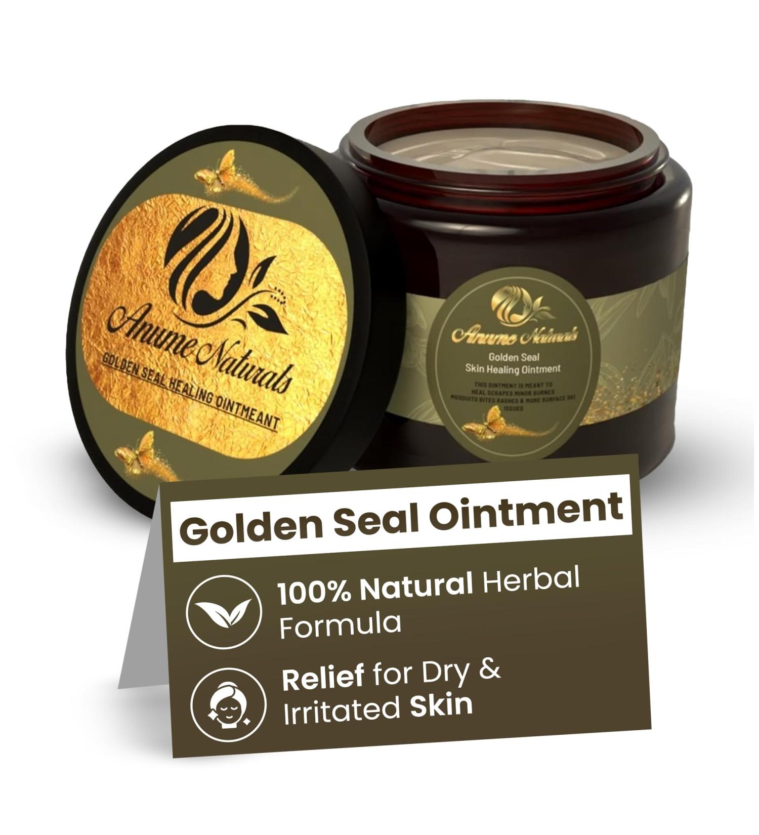 Anume Naturals Goldenseal Ointment Herbal Skin Balm with Golden Seal MCT Oil & Olive Oil for Dry or Irritated Skin 100% Natural Plant-Based Vegan & Cruelty-Free - Buy Online on GoSupps.com