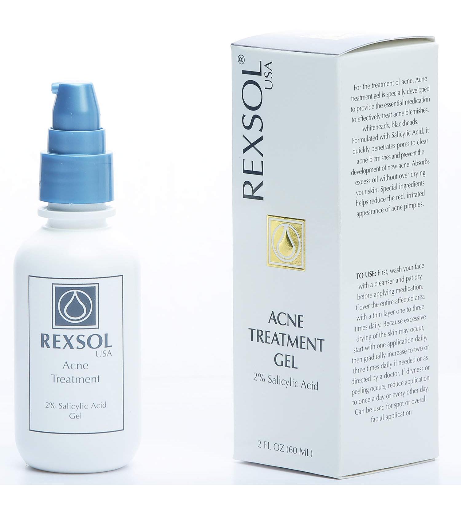 REXSOL Acne Gel with Salicylic Acid - 60ml/2oz | Effective Acne Treatment for Clear Skin - Shop Internationally - Buy Online on GoSupps.com