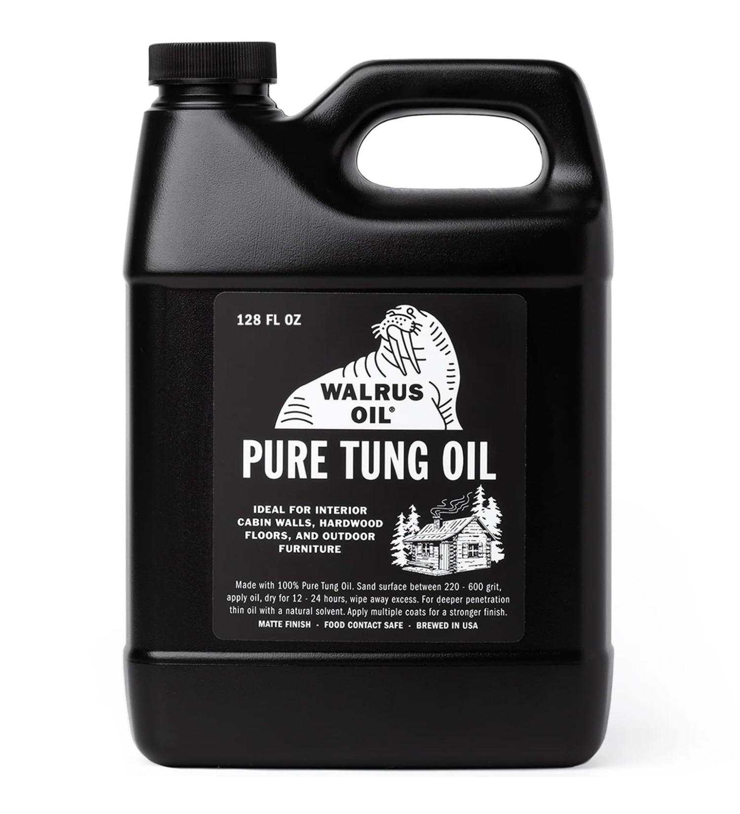 Walrus Oil 100% Pure Tung Oil - Natural Wood Finish VOC-Free 128oz Gallon for All Woodworking Projects - Buy Online on GoSupps.com