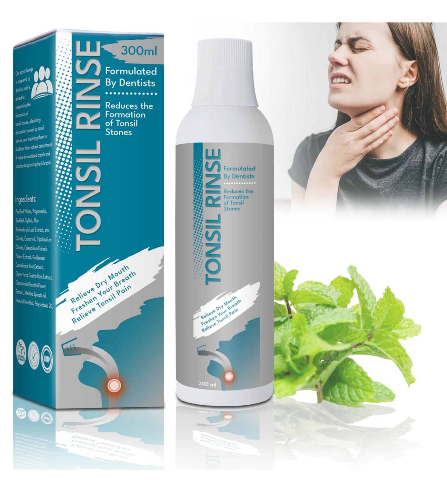 Tonsil Rinse - Natural Tonsil Stone Remover Mouthwash Alcohol-Free Oral Rinse for Bad Breath & Dry Mouth Relief 10 FL OZ - Buy Online on GoSupps.com