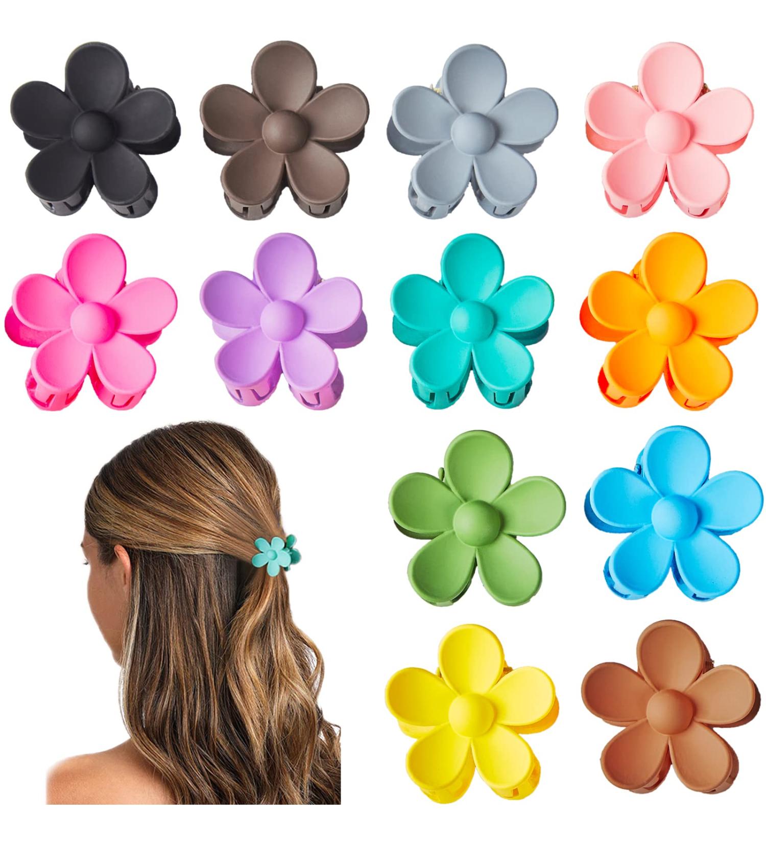 YosaiHom 12 Pack Small Flower Hair Claw Clips for Kids Girls - Non-Slip Mini Jaw Clips for Thin Thick Hair - 12 Colors - Strong Hold Hair Accessories - Buy Online on GoSupps.com