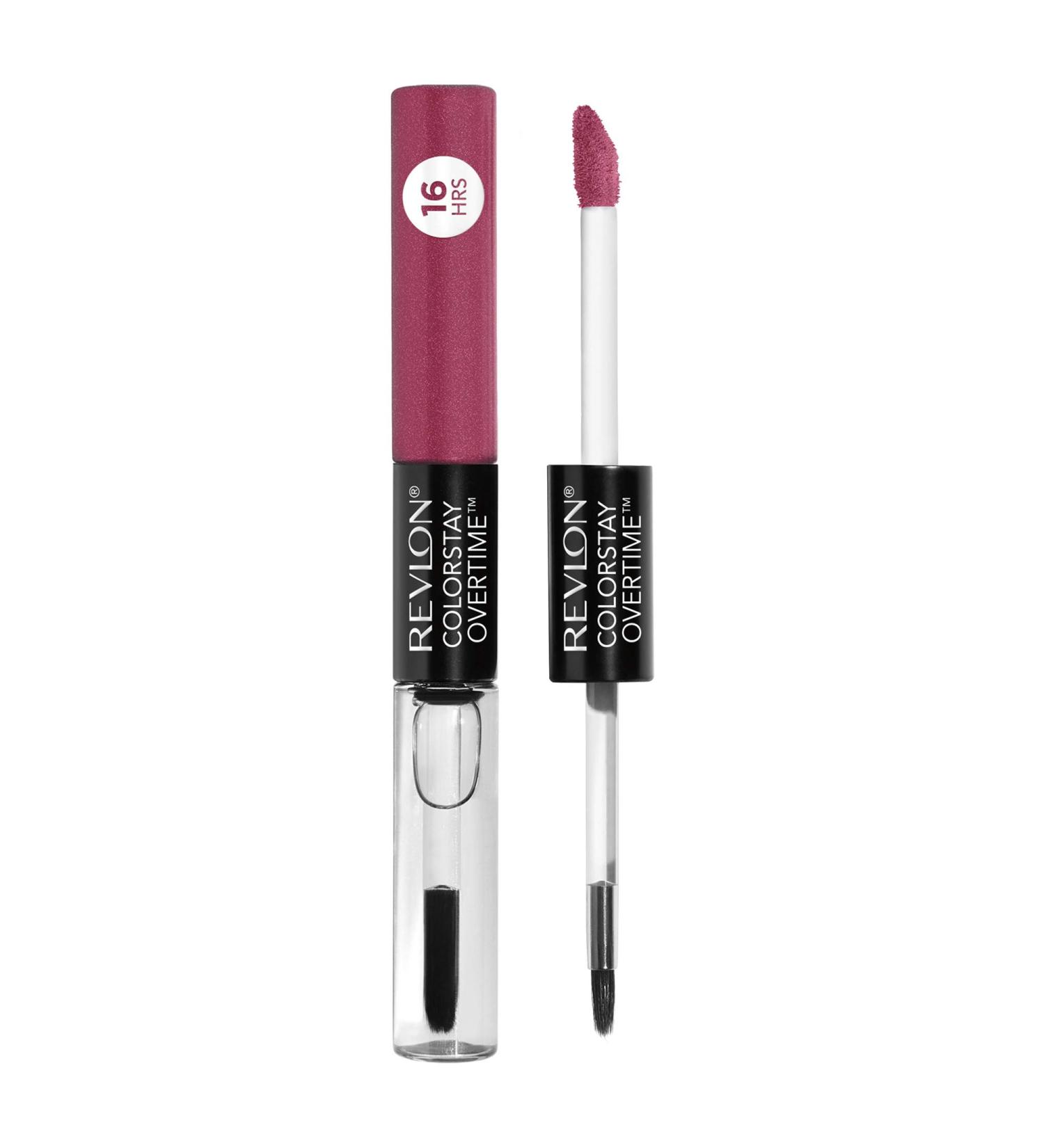 Revlon ColorStay Overtime Lipcolor in Pink Infinite Raspberry (005) - Dual Ended Liquid Lipstick with Clear Lip Gloss, Infused with Vitamin E - 0.07 Fl Oz - Buy Online on GoSupps.com
