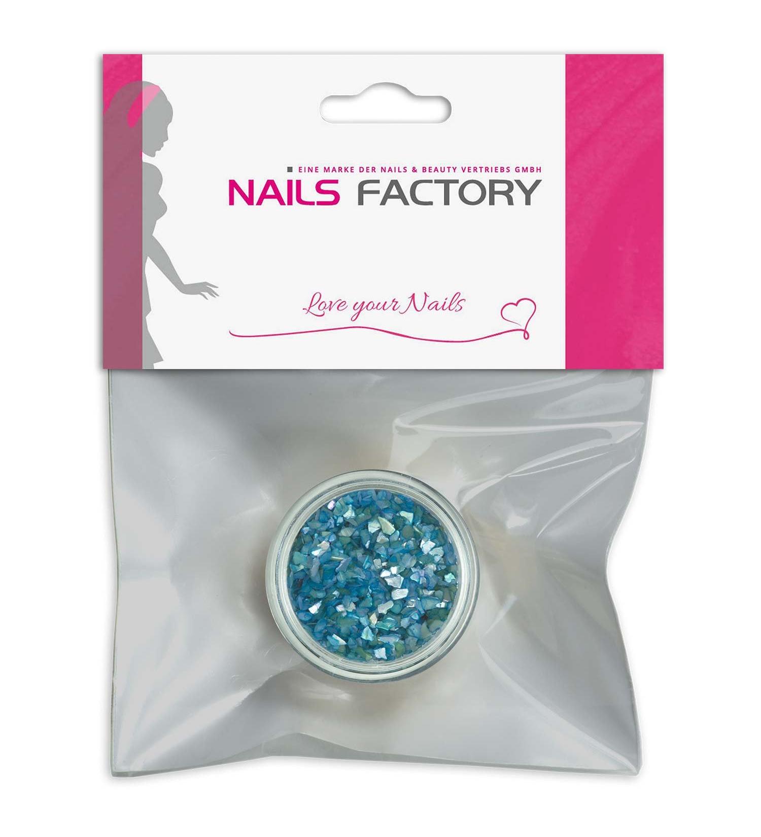 N&BF Nail Art Muschelspleter |Crushed Shells Light Blue |Perlmutt splinters for gel nails and acrylic modeling |Glitter Sea Shells |Glitzer mussel particles |Musschel inlay's light blue