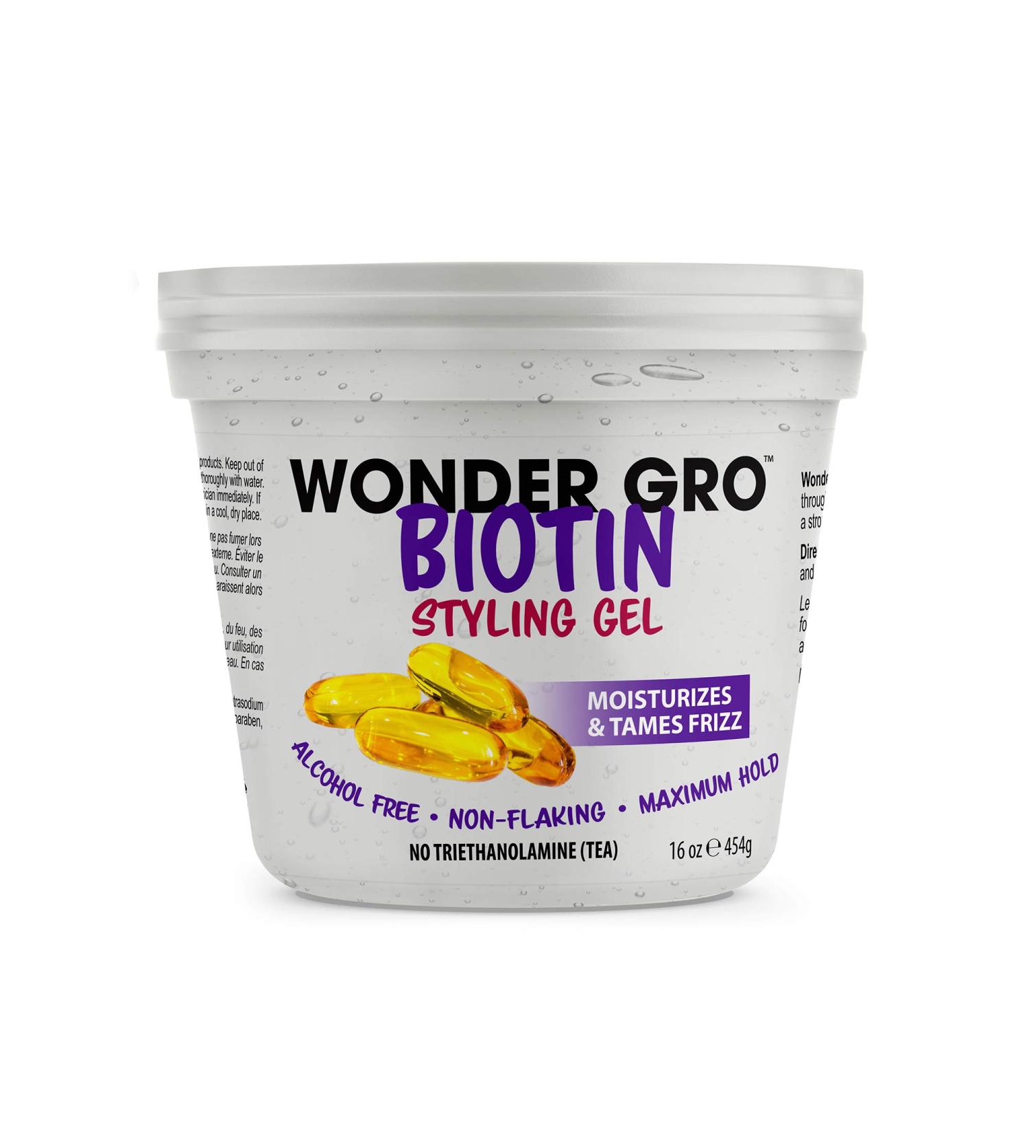Wonder Gro Biotin Hair Styling Gel 16 fl oz - Maximum Hold, Non-Flaking, Alcohol-Free - Buy Online on GoSupps.com