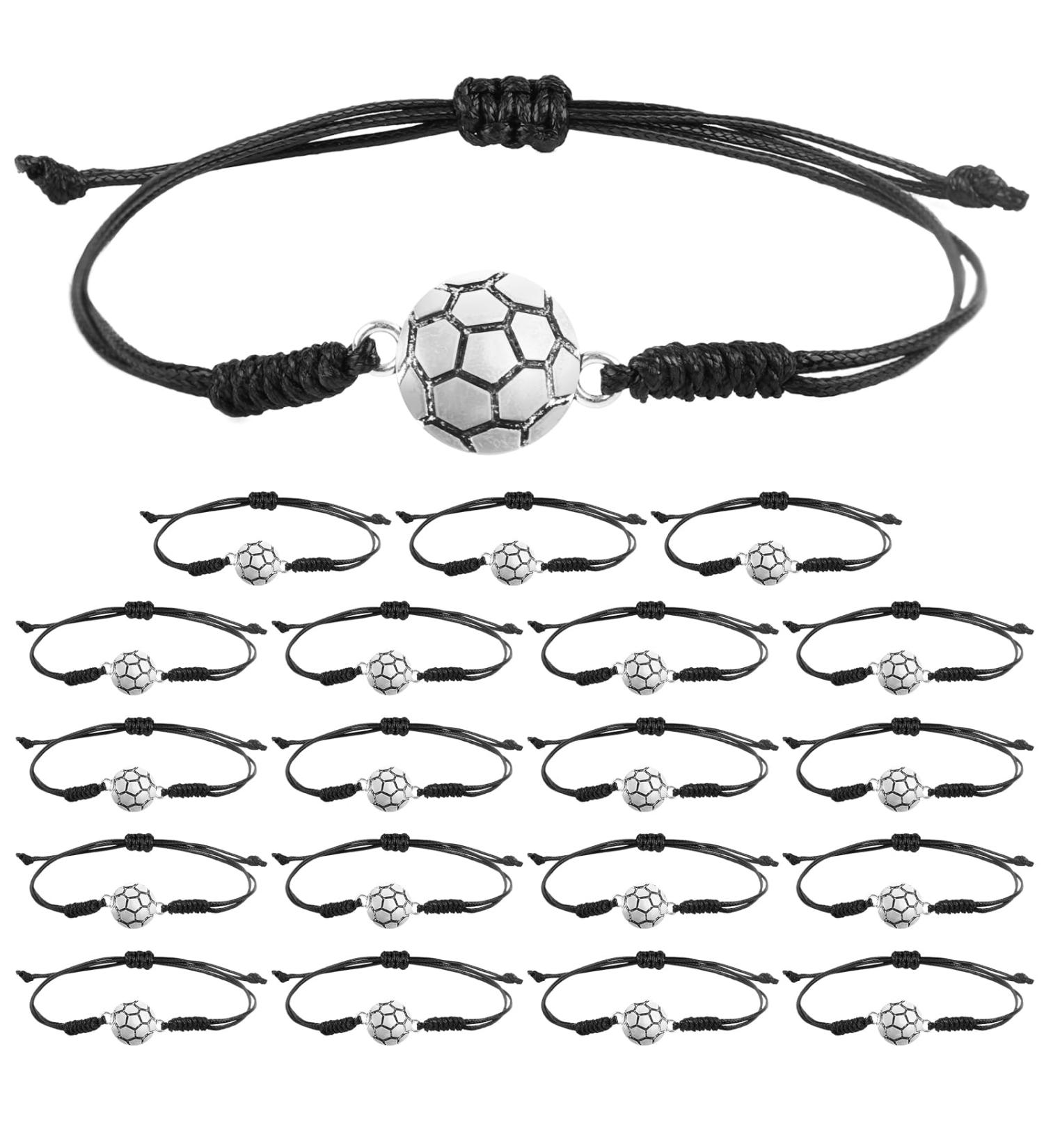 20 Football Bracelets - Braided Rope Charm Jewelry for Boys & Girls | Adjustable Sports Gifts for Team Players - Buy Online on GoSupps.com