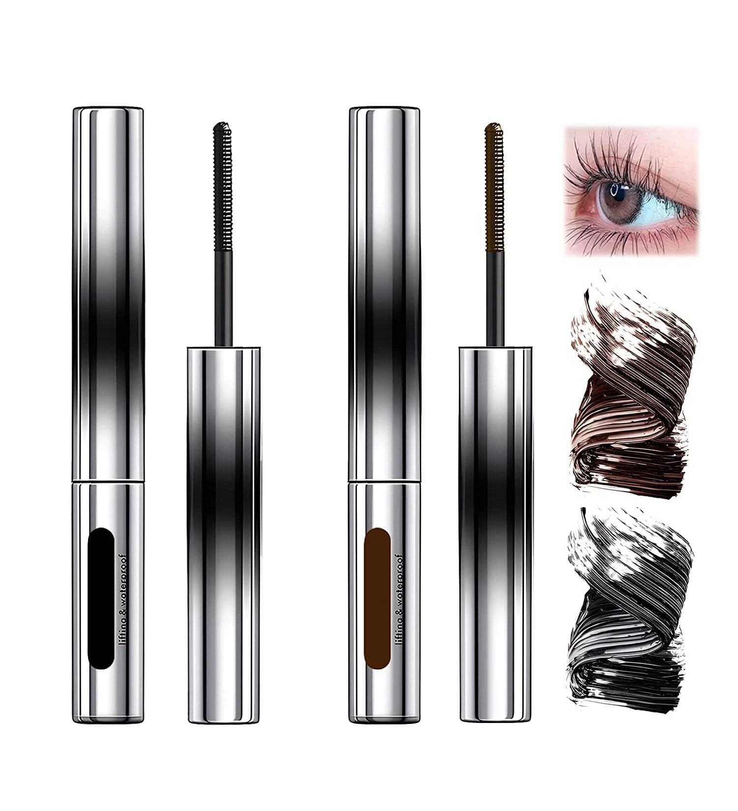  LaoSShu Hair-free metal mascara extra-fine washable hair-free metal mascara extreme length lashes waterproof and long-lasting (Color: Black+Brown) - Buy Online on GoSupps.com