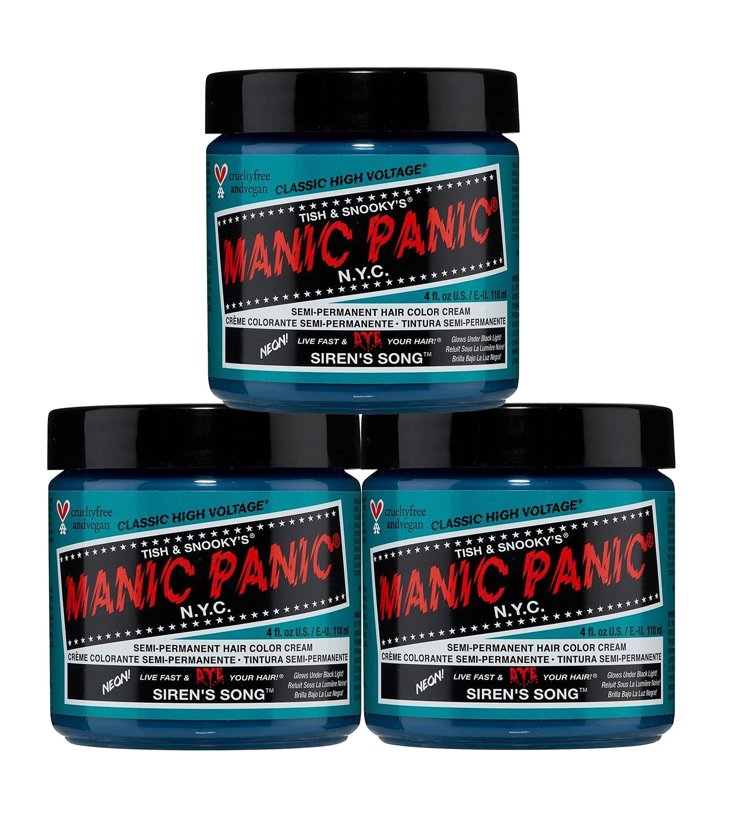 Manic Panic Siren's Song Hair Dye - Vegan Cruelty-Free Green Semi-Permanent Color (3 x 118ml) - Buy Online on GoSupps.com