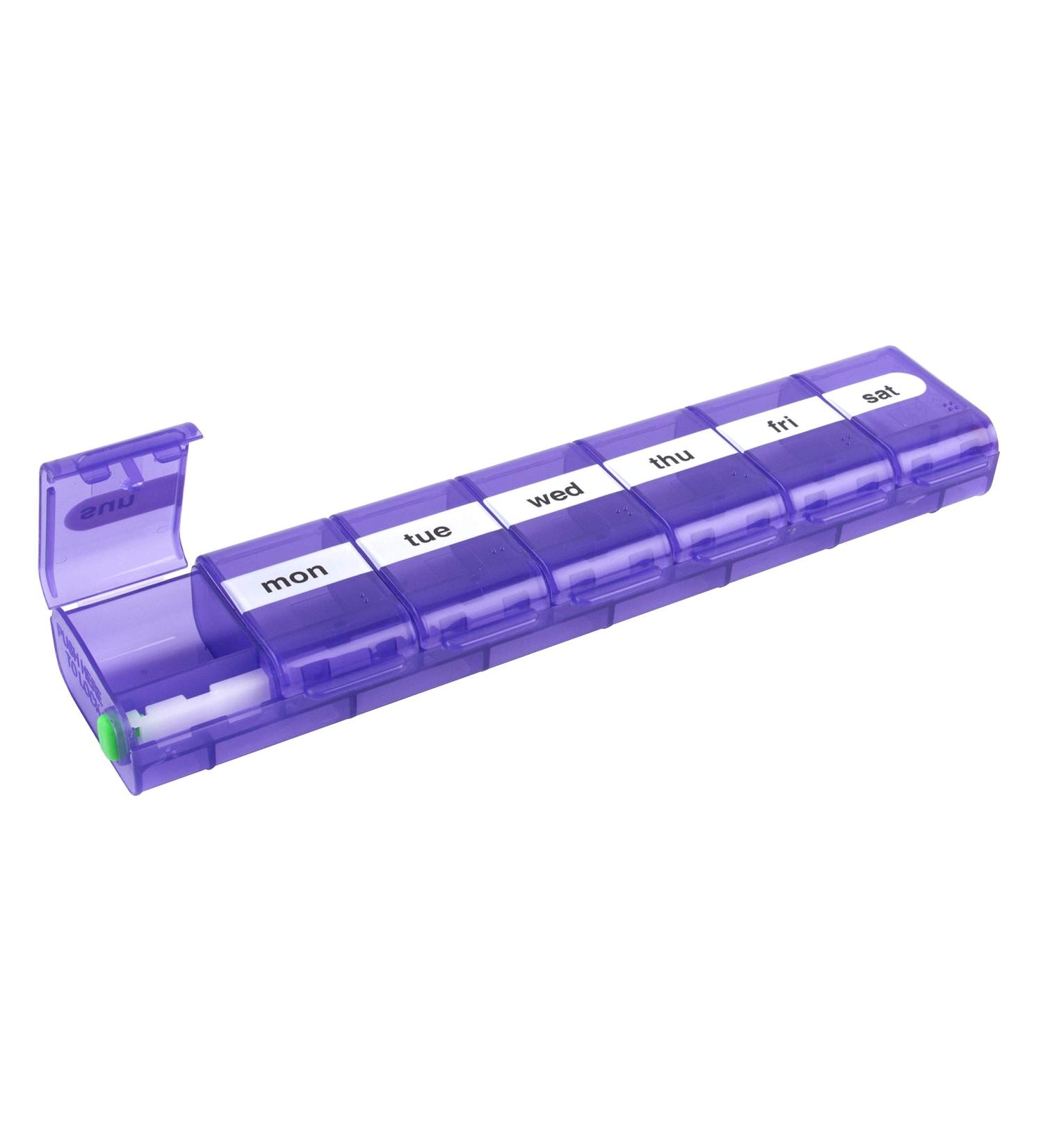 EZY DOSE Weekly Pill Case - X-Large Medicine Planner & Vitamin Organizer with Locking Compartments for Secure Medication Storage | Prevent Accidental Spills - Buy Online on GoSupps.com