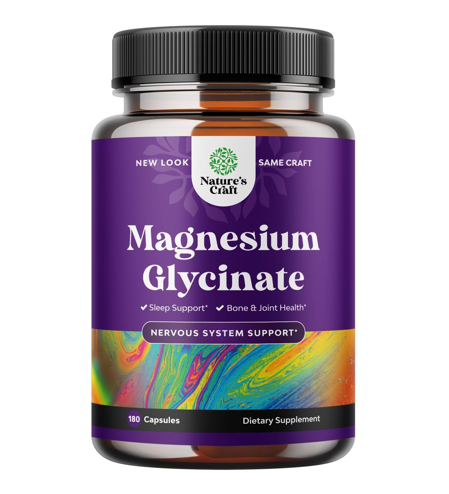 YHN Chelated Magnesium Glycinate 400mg - Natural Sleep Aid & Bone Health - 180ct High Absorption Capsules - Buy Online on GoSupps.com