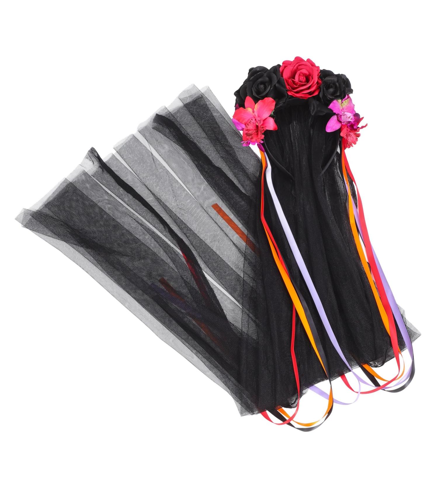 FOMIYES Halloween Headdress Halloween Party Headband Day of The Dead Flower Headband Halloween Veil Headband Halloween Rose Flower Crown Day of The Dead Flower Headpiece Hair Hoops Ribbon 100.00X21.00X5.00CM Multi - Buy Online on GoSupps.com