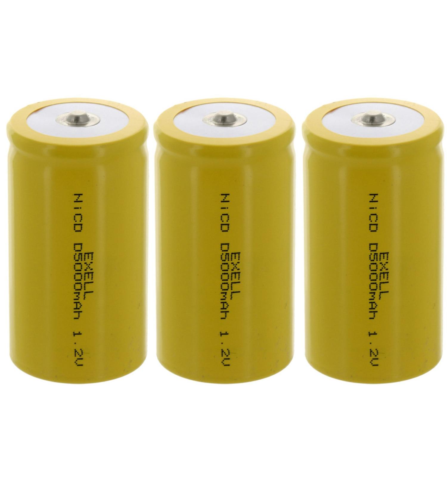 Exell 3x D Size 1.2V 5000mAh NiCD Rechargeable Batteries | Ideal for Flushometers Sinks Sanitizers & More - International Shipping - Buy Online on GoSupps.com