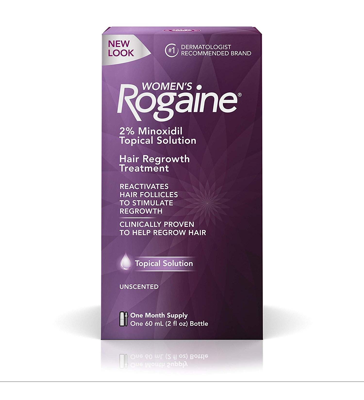 Women's Rogaine 2% Minoxidil Topical Solution for Hair Thinning and Loss  Topical Treatment for Women's Hair Regrowth  1-Month Supply