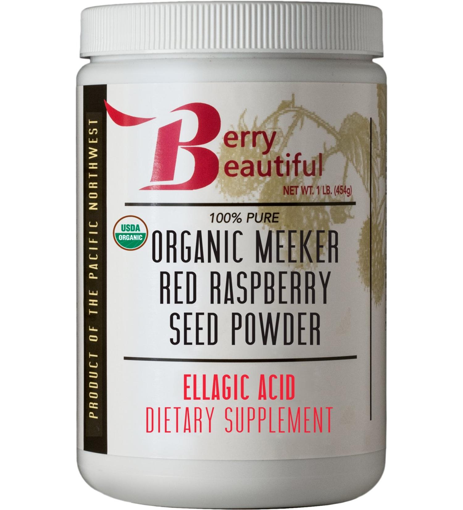 Certified Organic Meeker Red Raspberry Seed Powder 1lb - Ellagic Acid Supplement Cold Pressed from Grown Seed - 454g - Buy Online on GoSupps.com