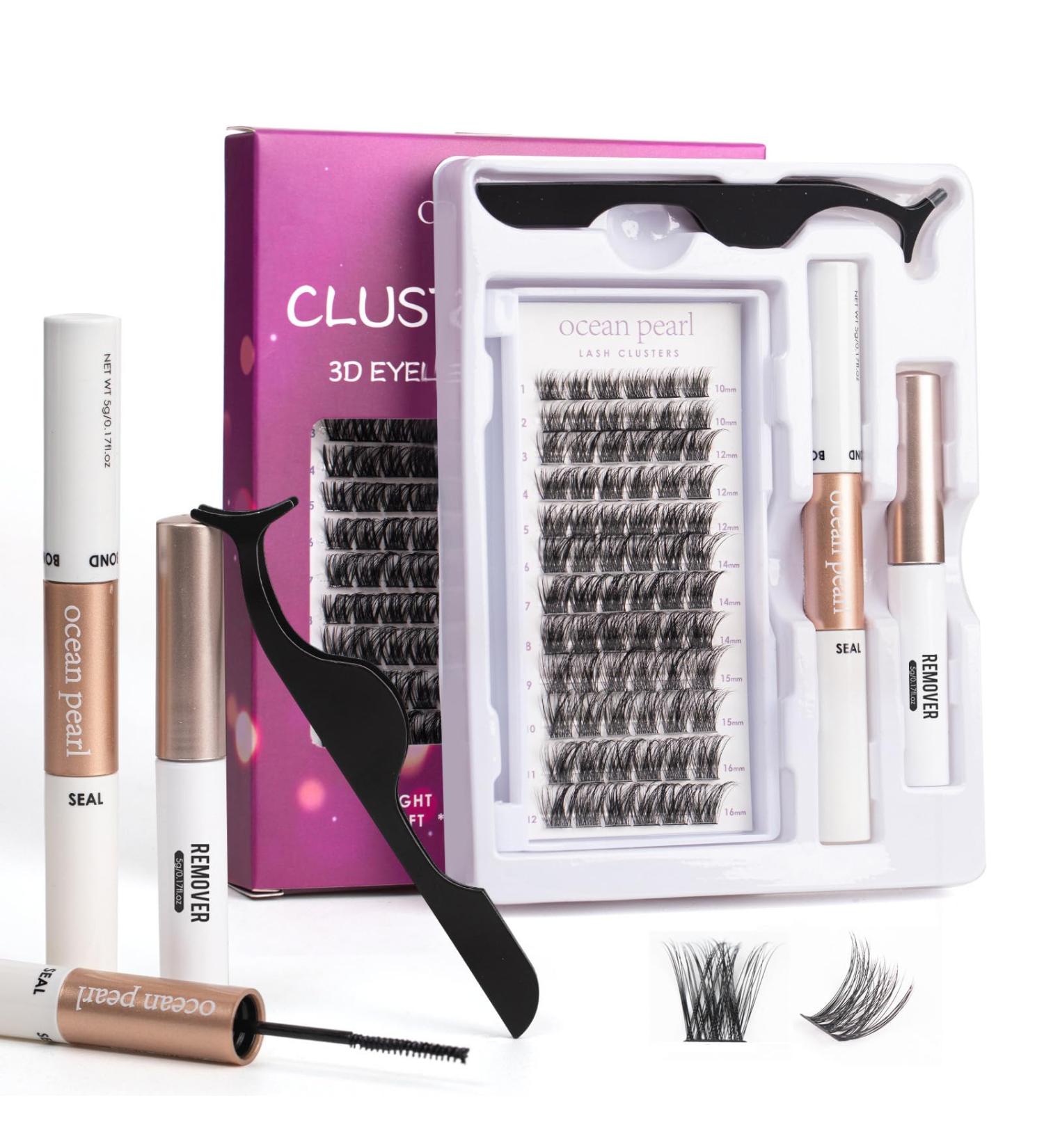 Lash Extension Kit 72 Cluster Individual Natural Lashes with Bond & Seal, Tweezers, Glue Remover | Easy DIY at Home 10-16mm C/D Curl - OP01 - Buy Online on GoSupps.com