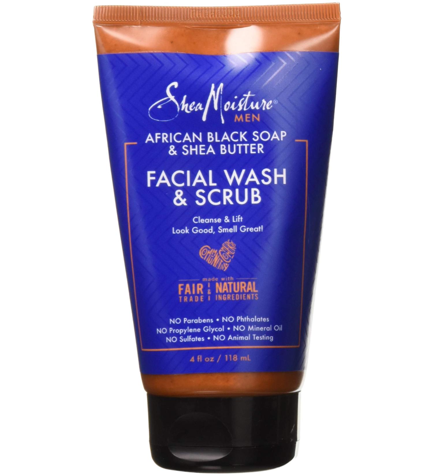 SheaMoisture African Black Soap Face Wash & Scrub for Men - 4 oz - Buy Online on GoSupps.com