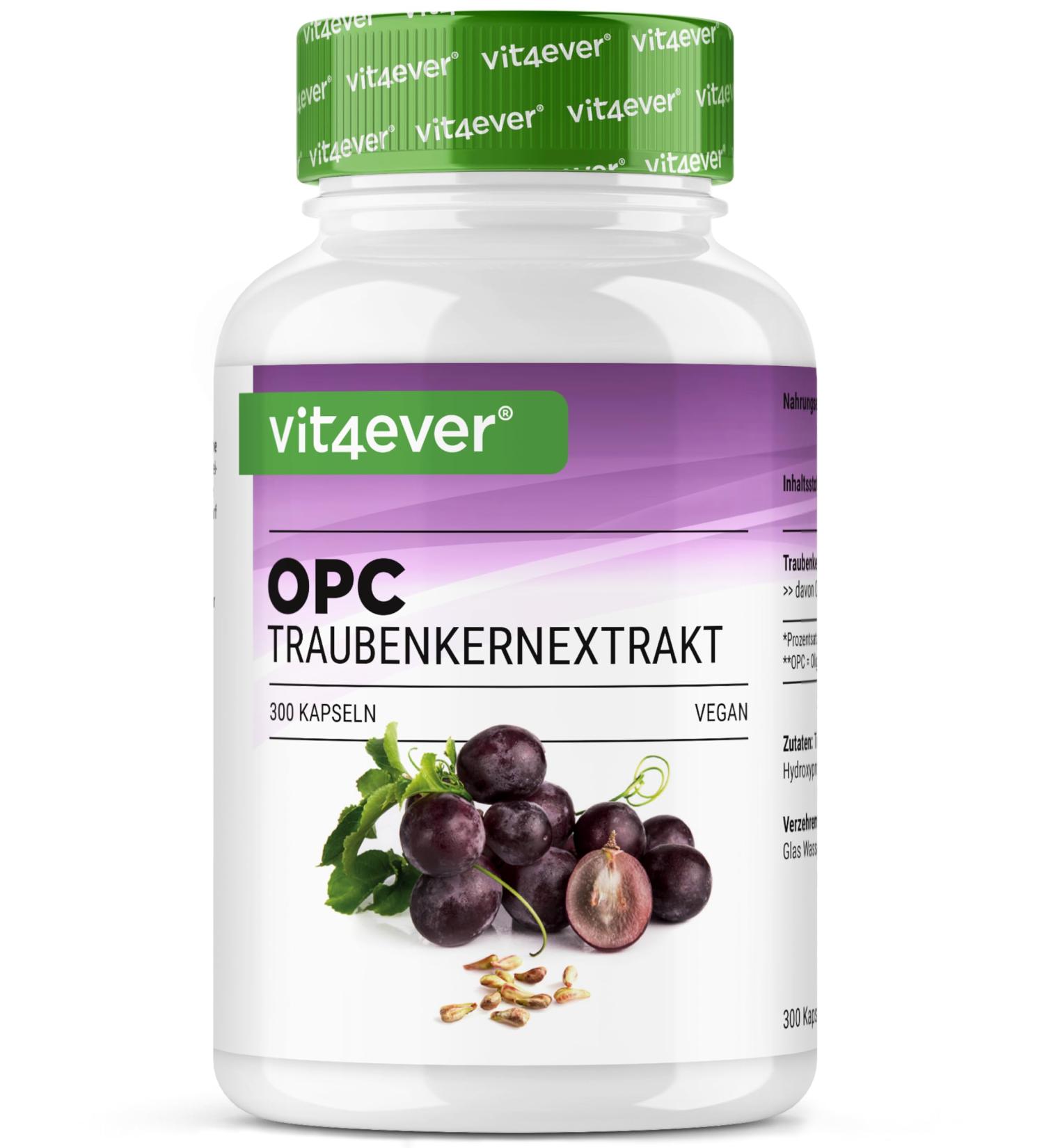 Buy OPC Grape Seed Extract - 300 Capsules 1000mg - High OPC Content - Vegan & Lab Tested - International Shipping - Buy Online on GoSupps.com