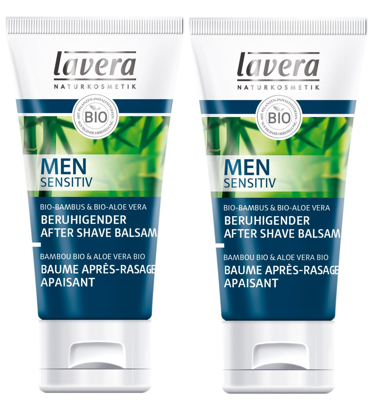 Lavera Calming After Shave Balm for Men - Sensitive Skin Care (2 x 50 ml) - Vegan Formula - Reduces Irritation - 2 Pack - Buy Online on GoSupps.com