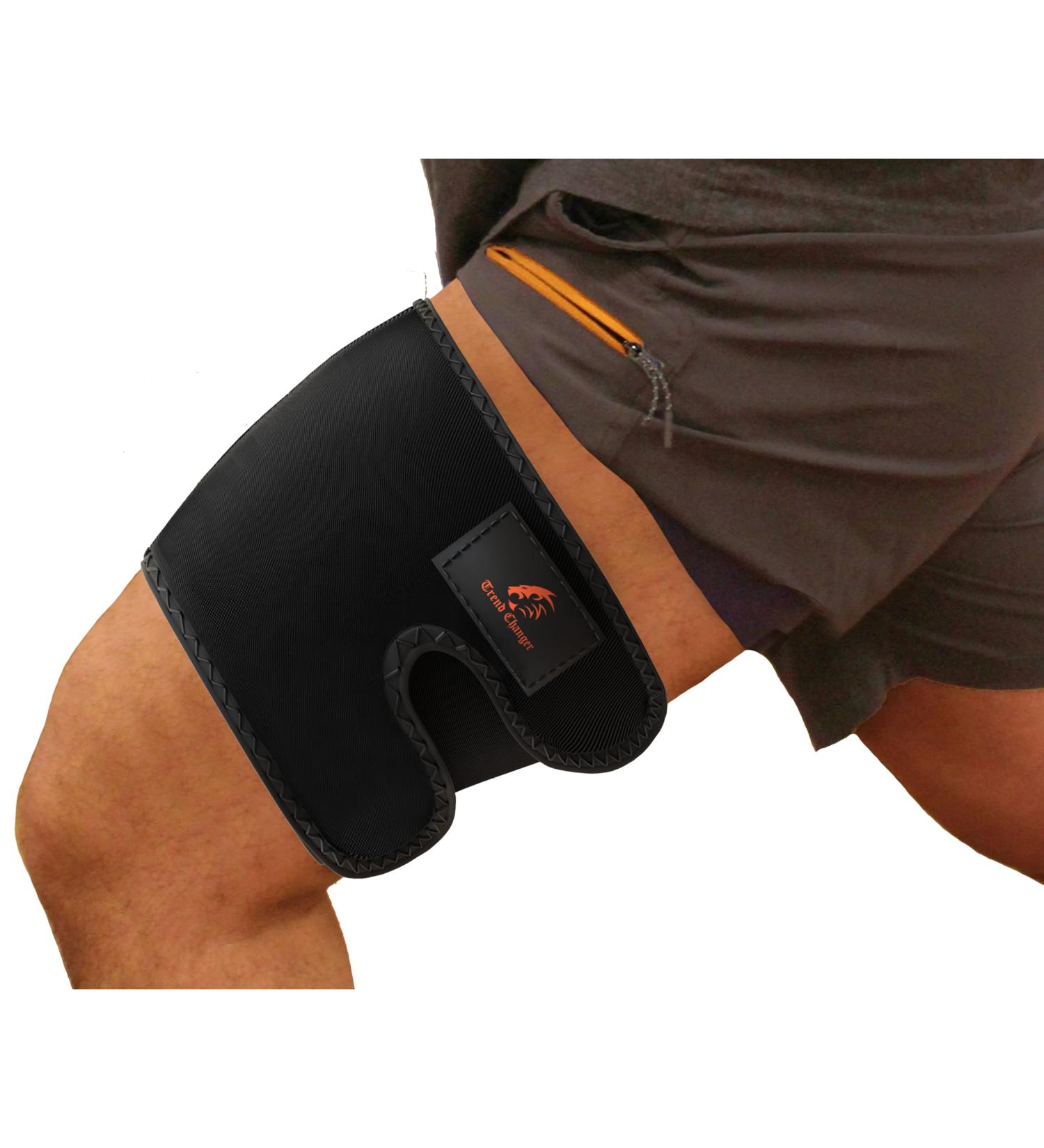 Thigh Brace Compression Sleeve - Support for Quadriceps Hamstrings & Sciatica Pain | Breathable Neoprene Non-Slip One Size (Up to 27") - Ideal for Workouts & Sports Recovery - Buy Online on GoSupps.com
